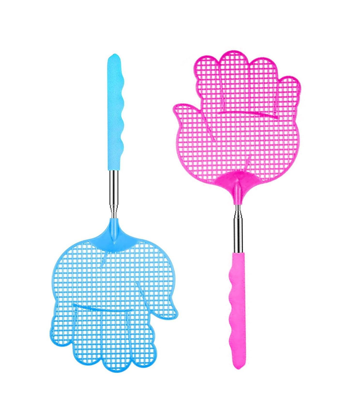 Rpanle Fly Clapping Set - 2 Extendable Telescopic Insect Catchers | Pink & Blue Fly Protection with Integrated Mosquito Scraps | International Shipping Available - Buy Online on SooperMarket.com