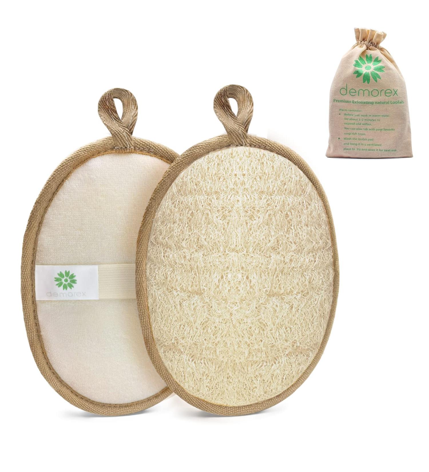2 Pack Natural Loofah Body Scrubber | Eco-Friendly Exfoliating Shower Sponge for Women and Men - Buy Online on SooperMarket.com