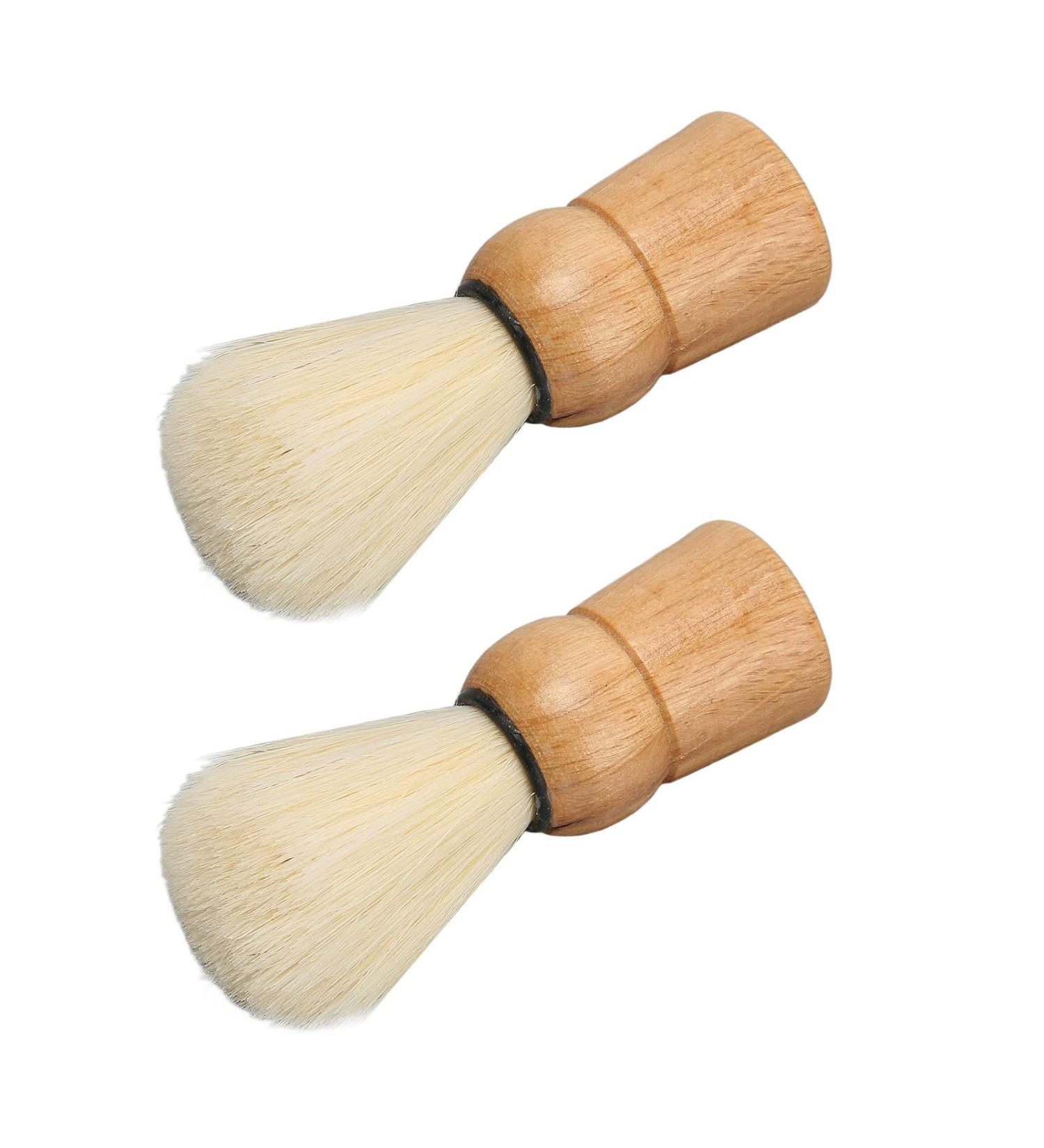 Men's Wooden Handle Shaving Brush - Mini Professional Safety Synthetic Brush for Salon Quality Shaves - Buy Online on SooperMarket.com