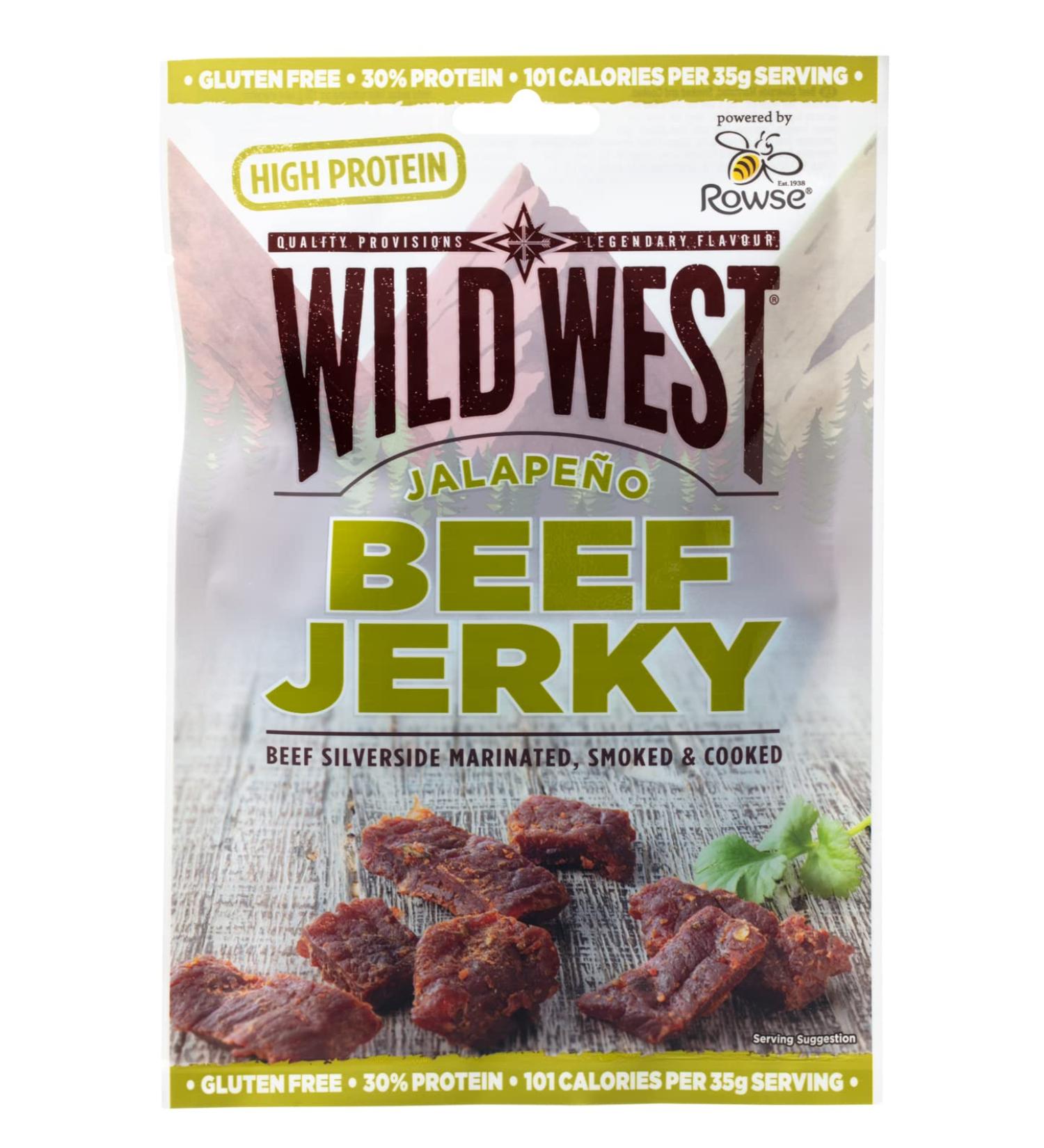 Wild West Beef Jerky 60g Jalapeno Beef Beef Jerky high protein dried meat Protein Snack Jalapeno 60 g (1 pack)