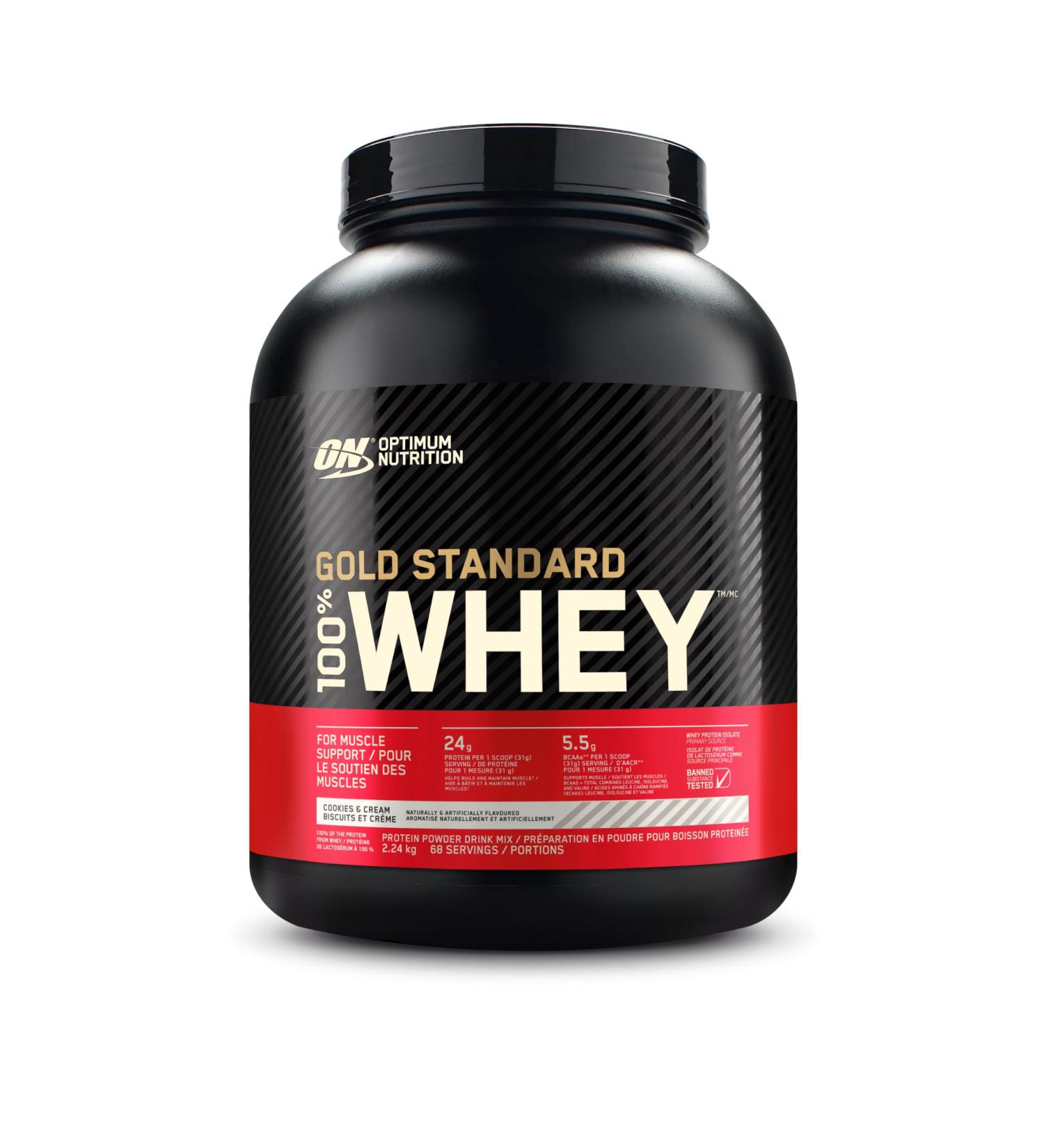 Optimum Nutrition Gold Standard 100% Whey Protein Powder 2.270g - Cookies & Cream - 68 servings (packaging may vary) Cookies & Cream 2.11 kg (Pack of 1) - Buy Online on SooperMarket.com