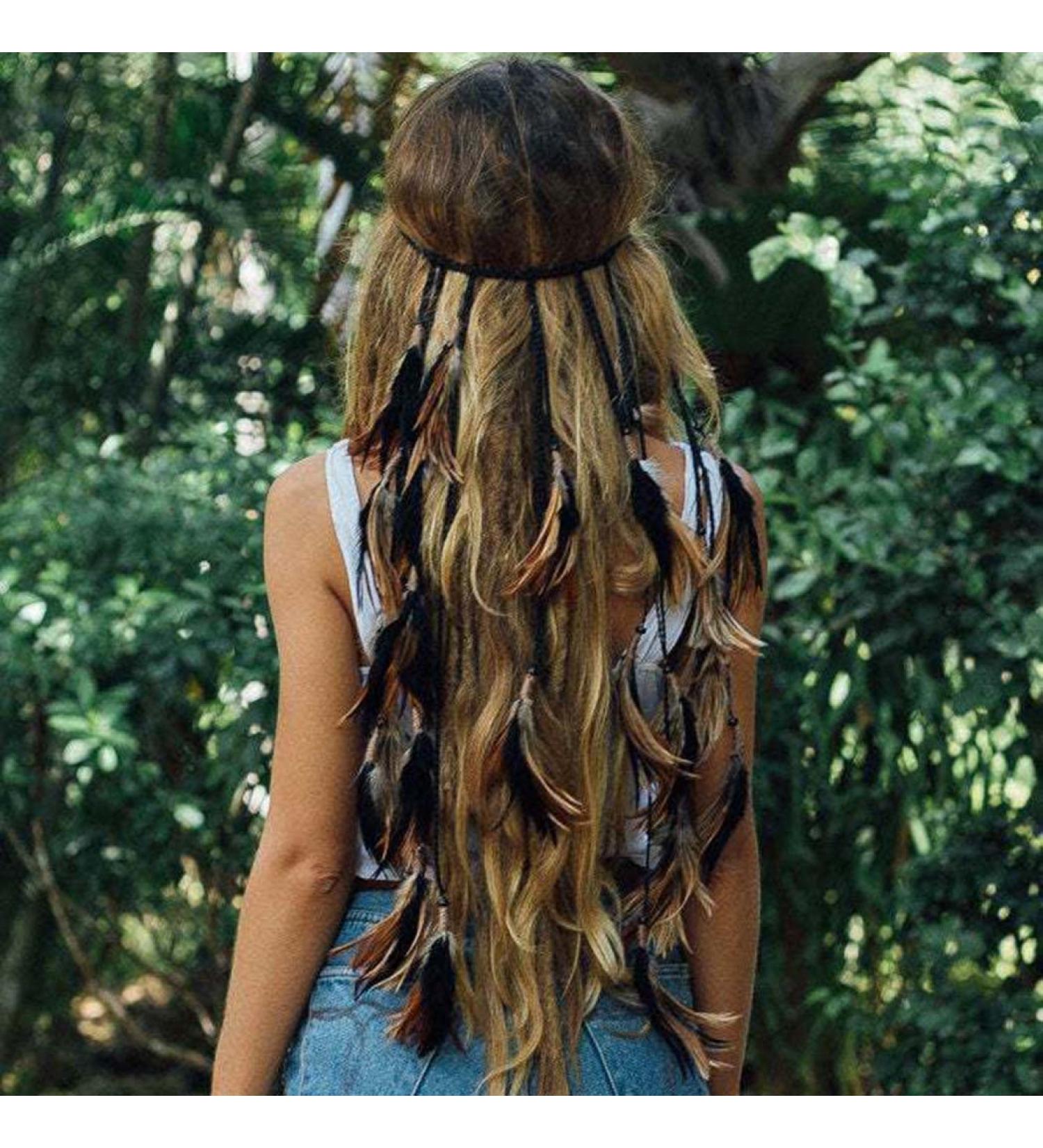 Runmi Boho Feather Headband with Long Tassels - Adjustable Festival Hair Accessories for Women & Girls - International Shipping Available - Buy Online on SooperMarket.com