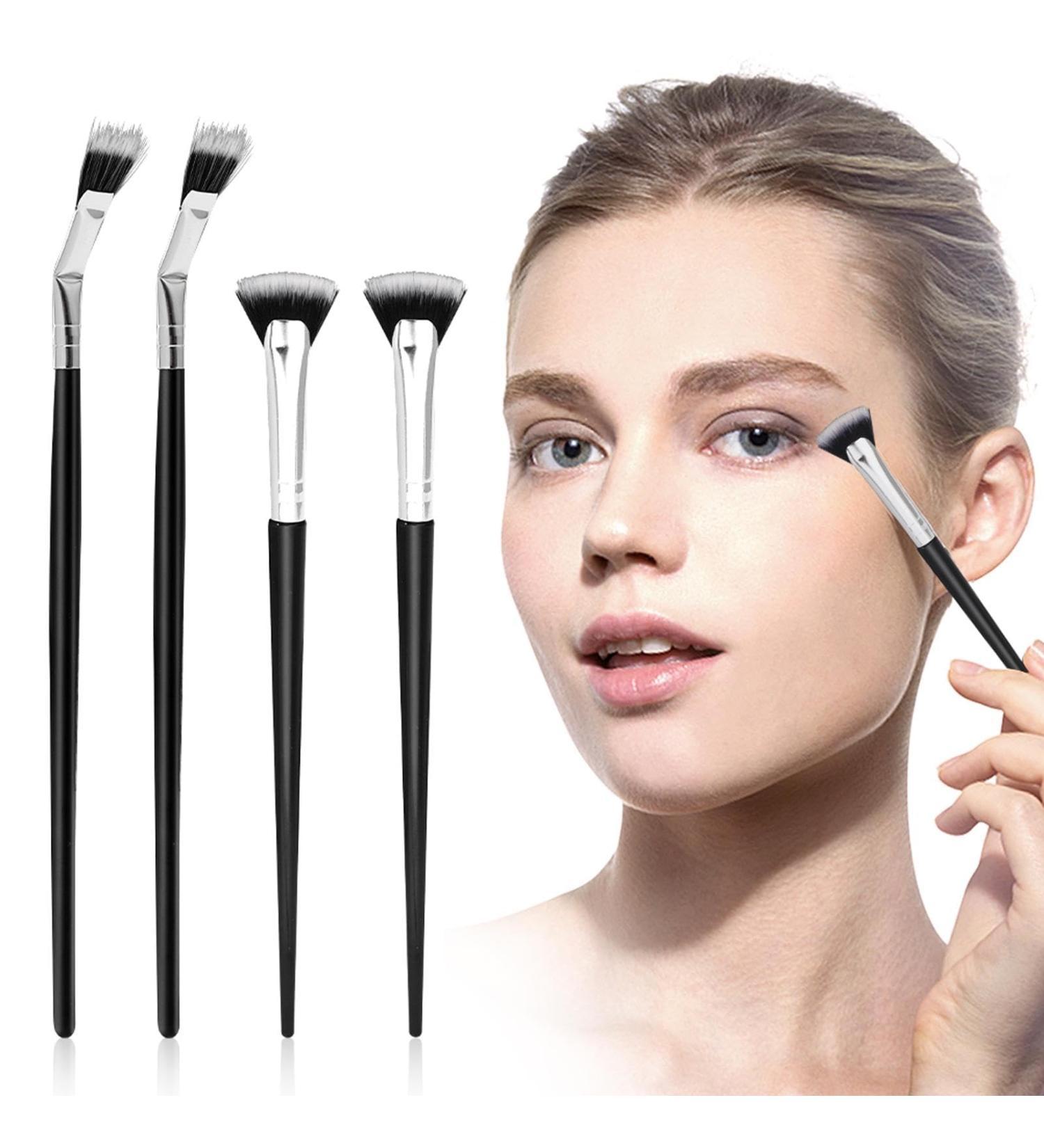 4pcs Mascara Fan Brush Set - Lash Wand Brushes for Eyelashes & Eyebrows - Black Makeup Tools for Perfect Eye Makeup - Buy Online on SooperMarket.com