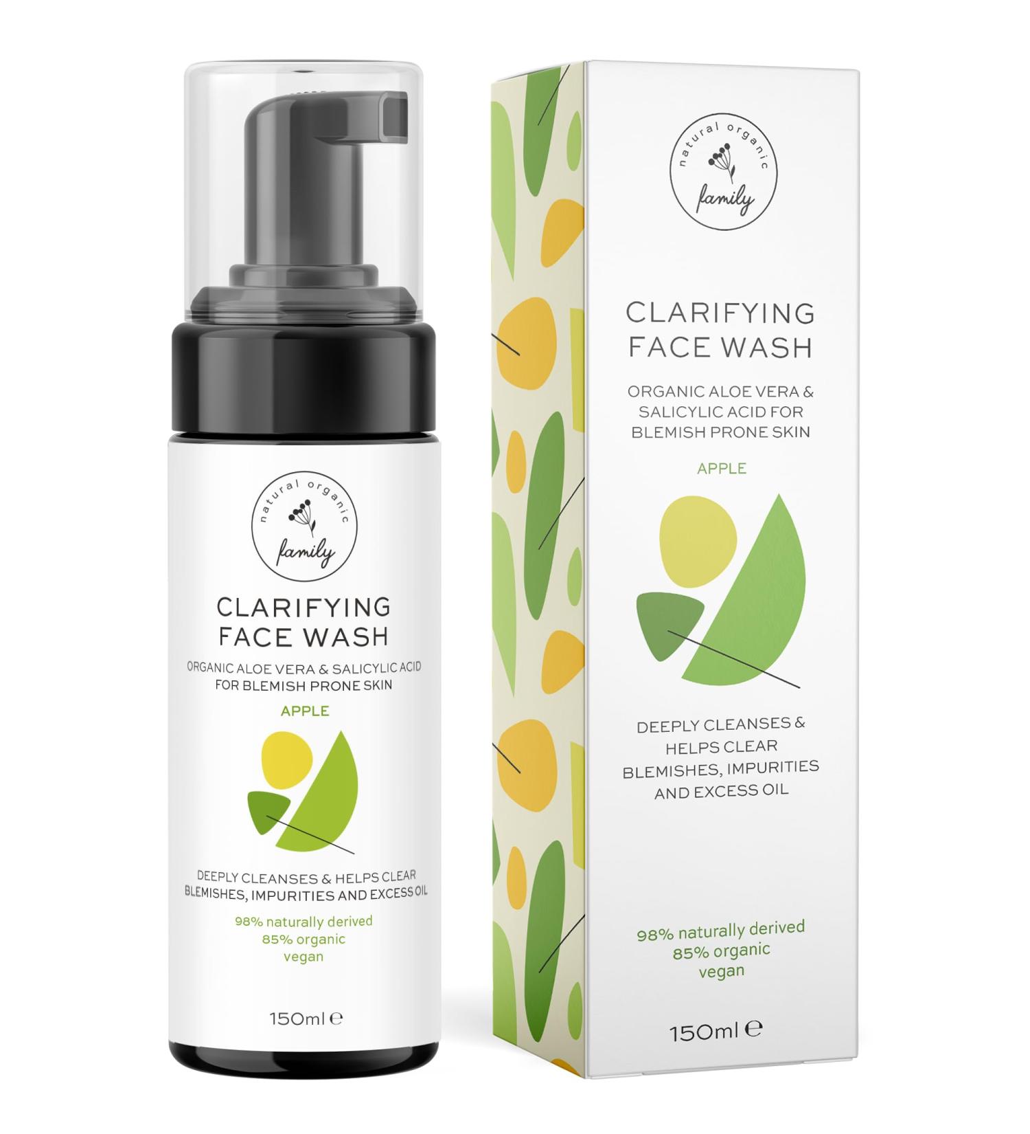 The Natural and Organic Family Clarifying Face Wash with Salicylic Acid - Facial Cleanser for Oily Normal and Combination Skin - Exfoliating Pore Minimizing Formula for Teens and Kids Face Wash Apple - Buy Online on SooperMarket.com