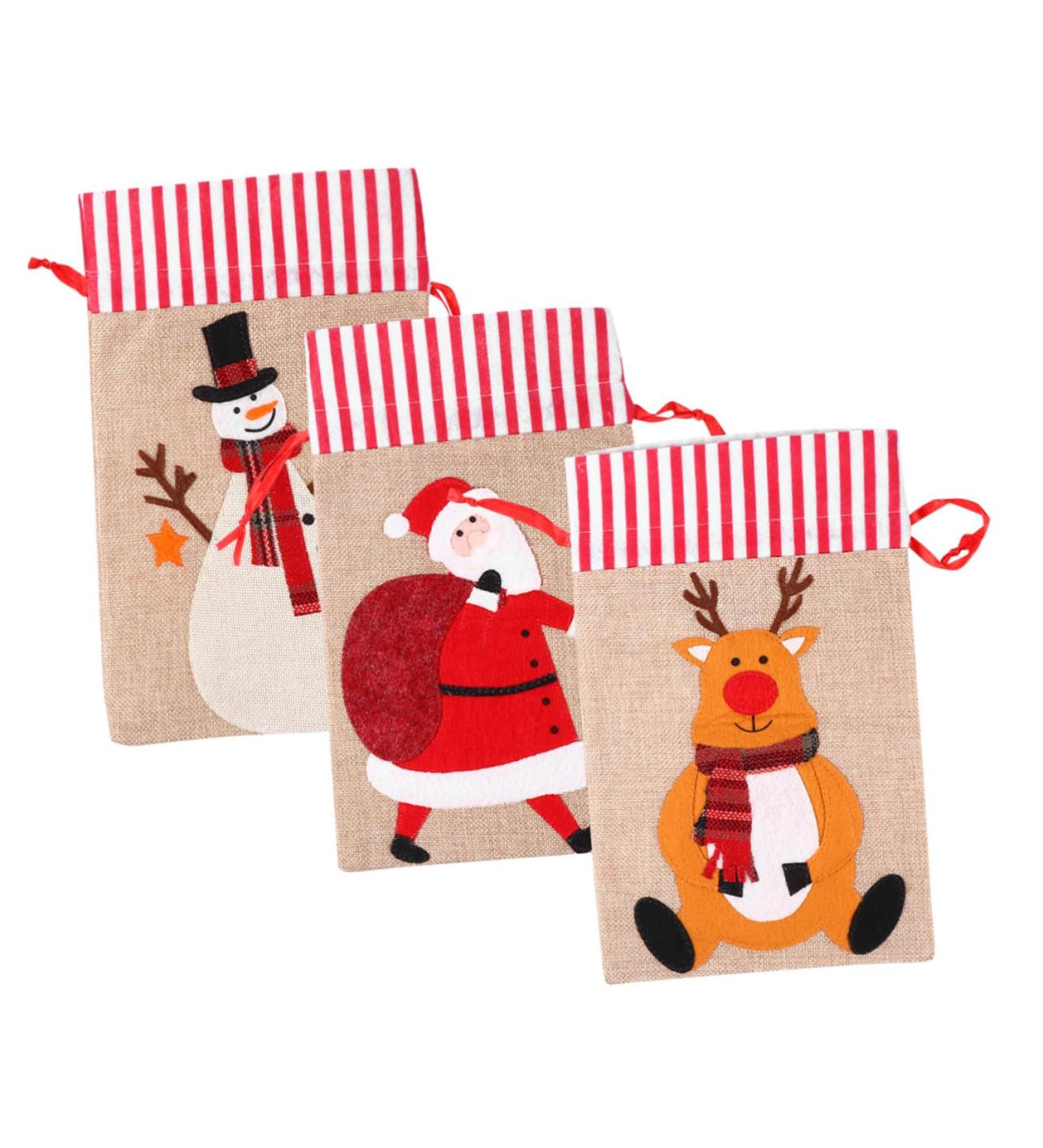 KOMBIUDA Party Snack Pouch 3 Pcs Christmas Storage Bag Candy Bags Holiday Treats Pouch Christmas Drawstring Bag Christmas Bag 30X18CM Assorted Color - Buy Online on SooperMarket.com