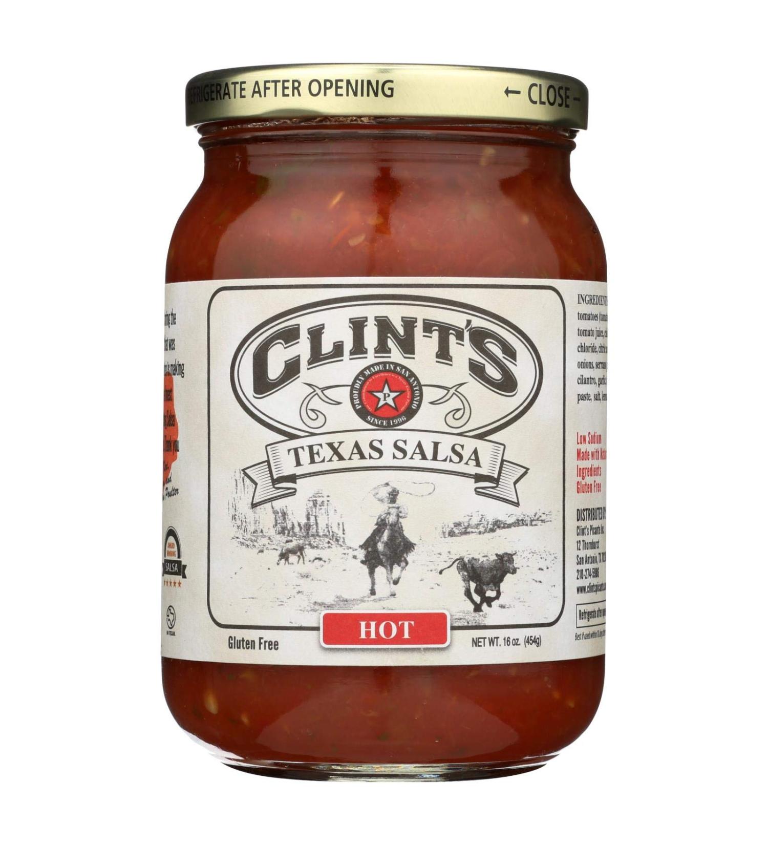 Clint's Hot Texas Salsa, 16 Ounce (Pack of 6)