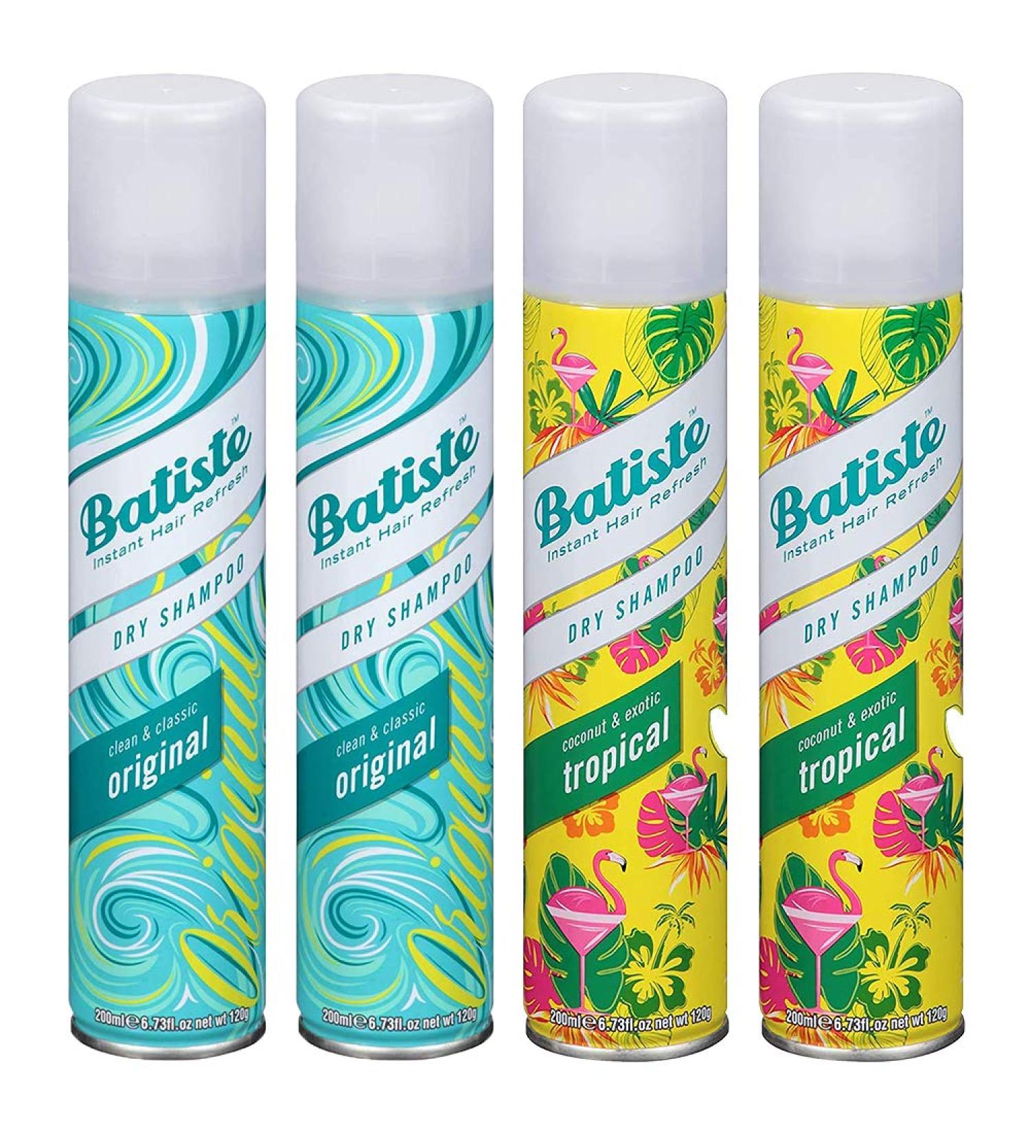 Batiste Dry Shampoo Spray 4-Pack Variety Mix - Original Clean & Classic + Tropical Fragrance 6.73 oz (2 Each) - Buy Online on SooperMarket.com