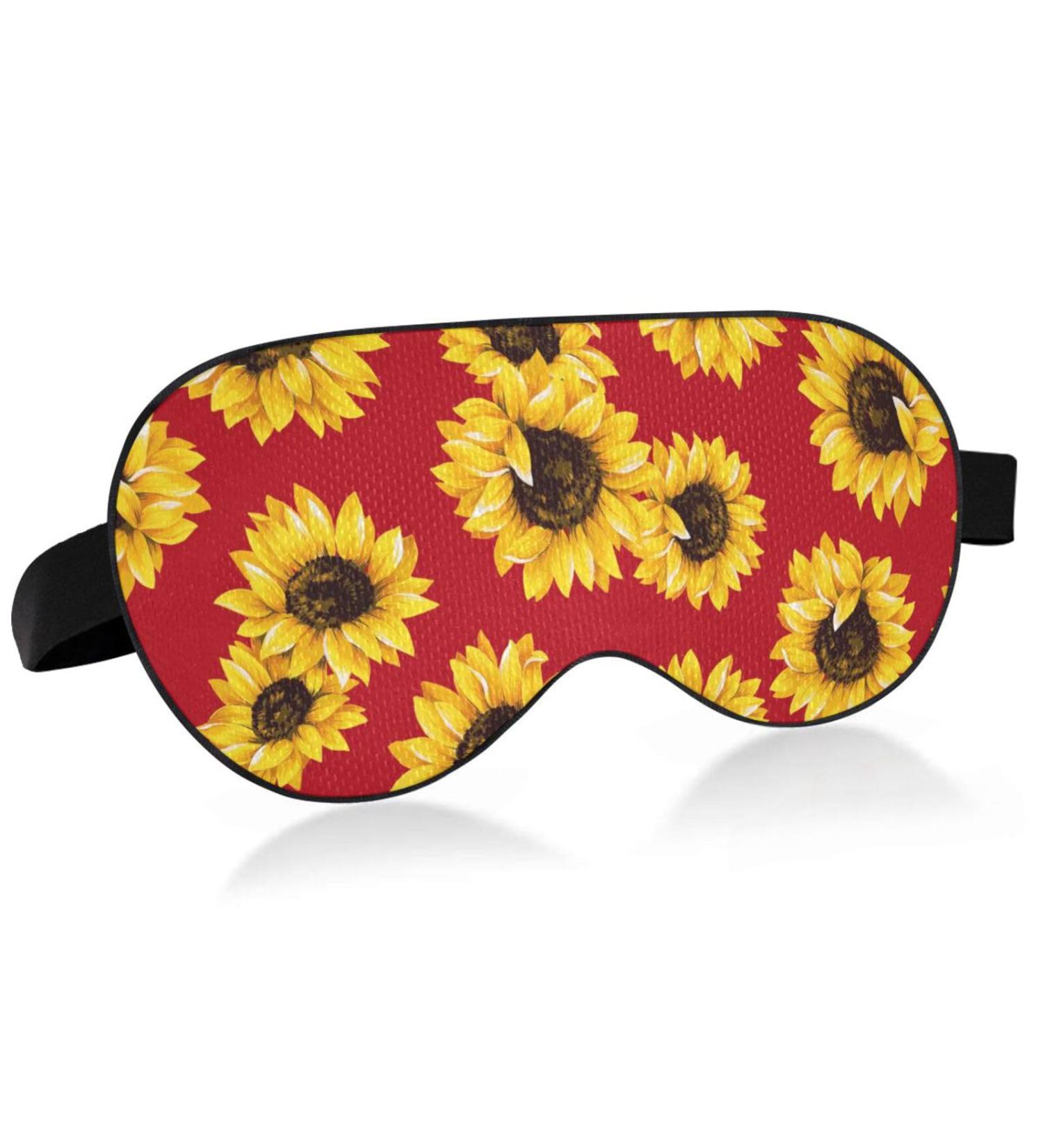 Haskirky Light Blocking Eye Mask - Breathable & Adjustable for Men and Women | Perfect for Travel, Yoga, Meditation, Office & Deep Sleep - Red Sunflower Design - Buy Online on SooperMarket.com