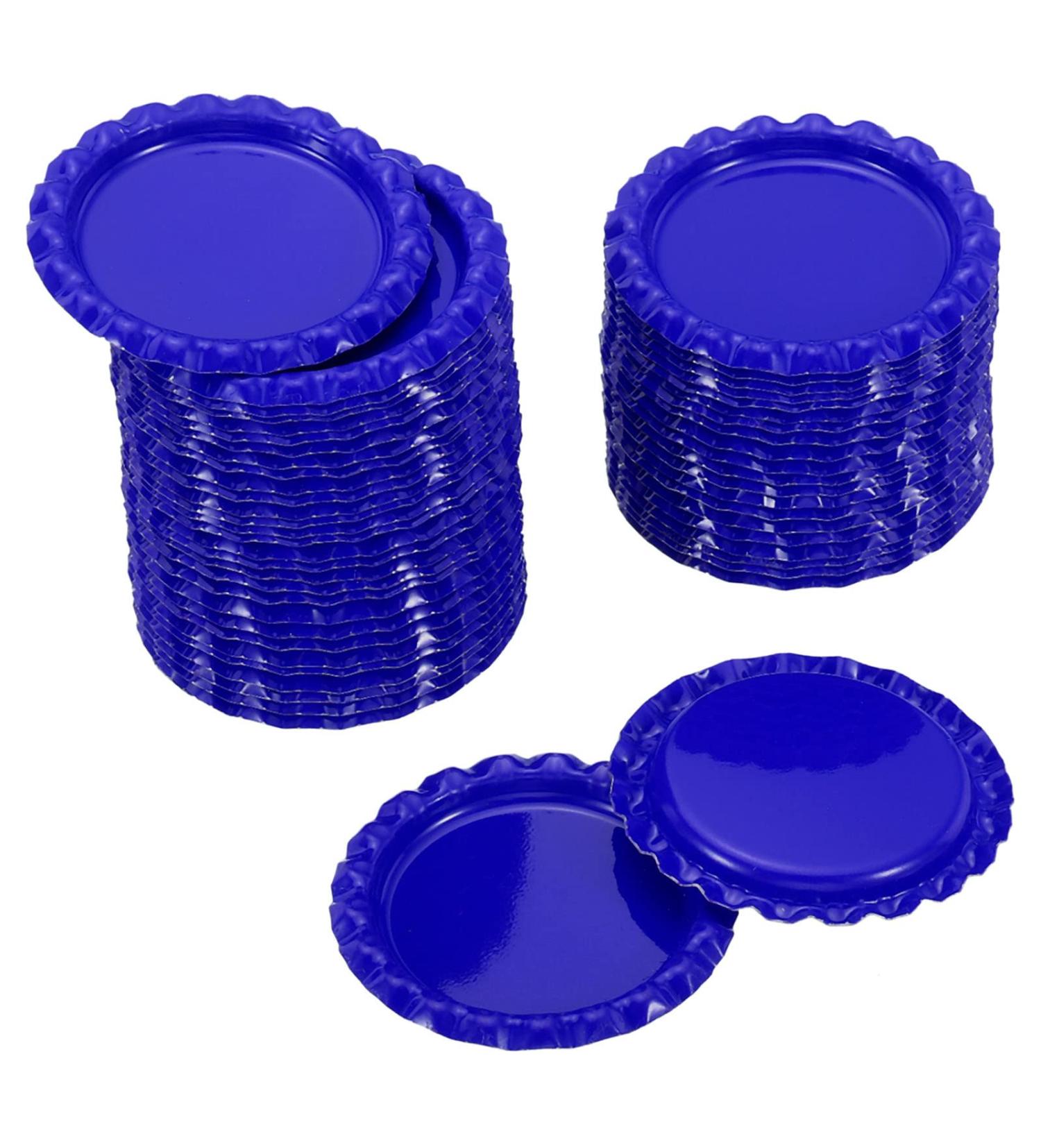 PATIKIL 1 Inch Flat Decorative Bottle Caps 50 Pack Craft Bottle Pendant Trays Double Sides Printed for DIY Pendants Craft Scrapbooks Dark Blue - Buy Online on SooperMarket.com