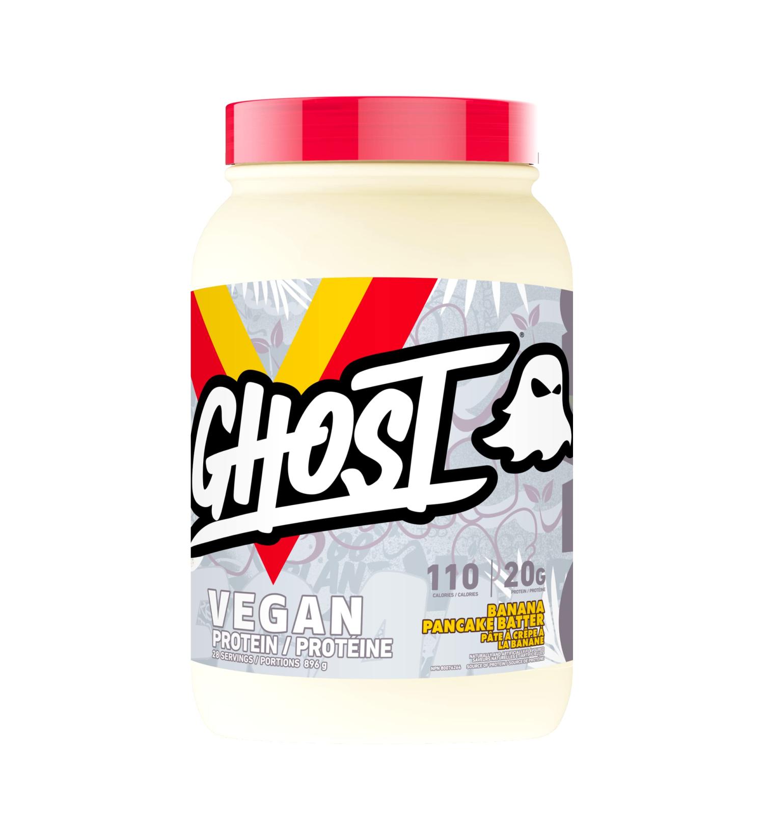 GHOST Vegan Protein Powder - 2lb 20g of Protein - Plant-Based Pea & Organic Pumpkin Protein - Post Workout & Nutrition Shakes Smoothies & Baking - Soy & Gluten-Free (Banana Pancake Batter) - Buy Online on SooperMarket.com