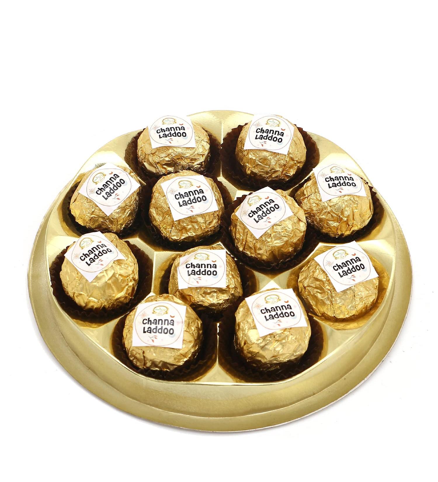 Jaiccha Ghasitaram Round Box of 11 Channa Laddoos|Gift for Diwali Gifts Holi Rakhi Valentine Christmas Birthday Anniversary Her Him| - Buy Online on SooperMarket.com