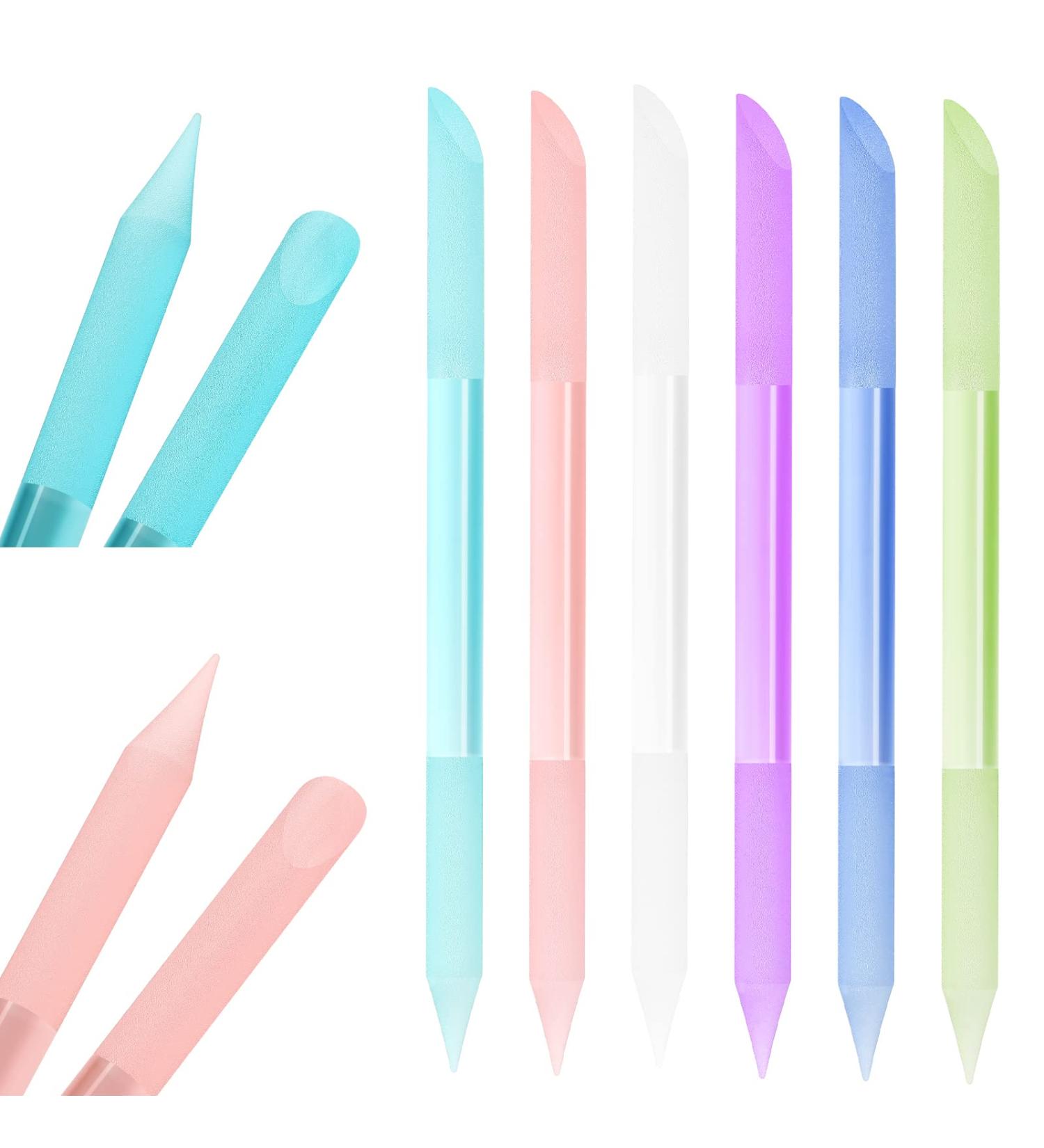 Glass Cuticle Pusher Set - Double Sided Trimmer & File with Case | Manicure Stick for Precision Filling & Removal - 6 Colors - Buy Online on SooperMarket.com