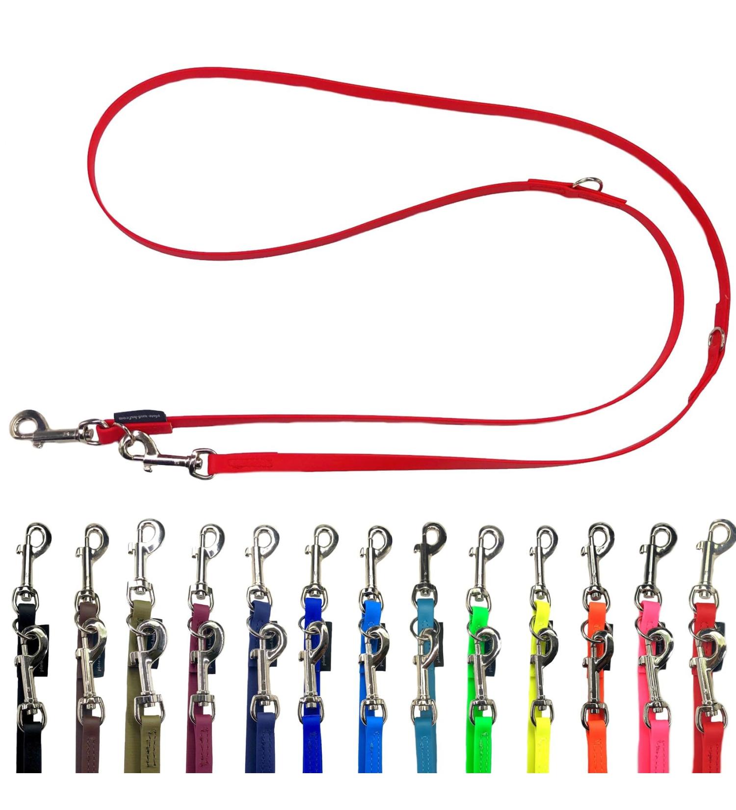 Biothane Dog Leash for Small & Large Dogs | Adjustable 2m to 5m with Silver Hook | Durable & Stylish Red 2.40m x 13mm - Buy Online on SooperMarket.com