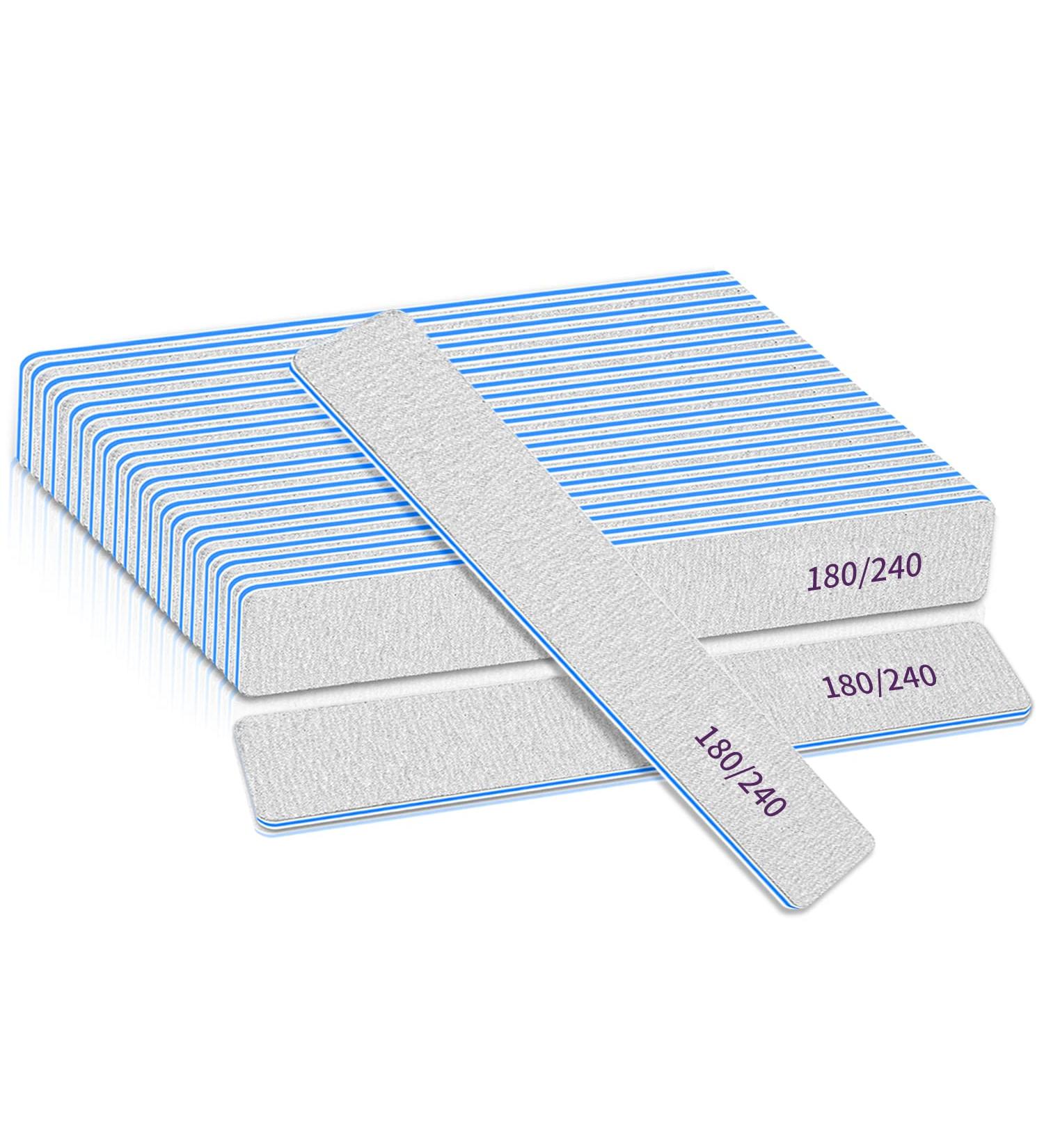 12pcs Professional Nail Files 180/240 Grit for Natural & Artificial Nails - Double Sided Emery Boards for Thick Nails - Washable Edge - Buy Online on SooperMarket.com