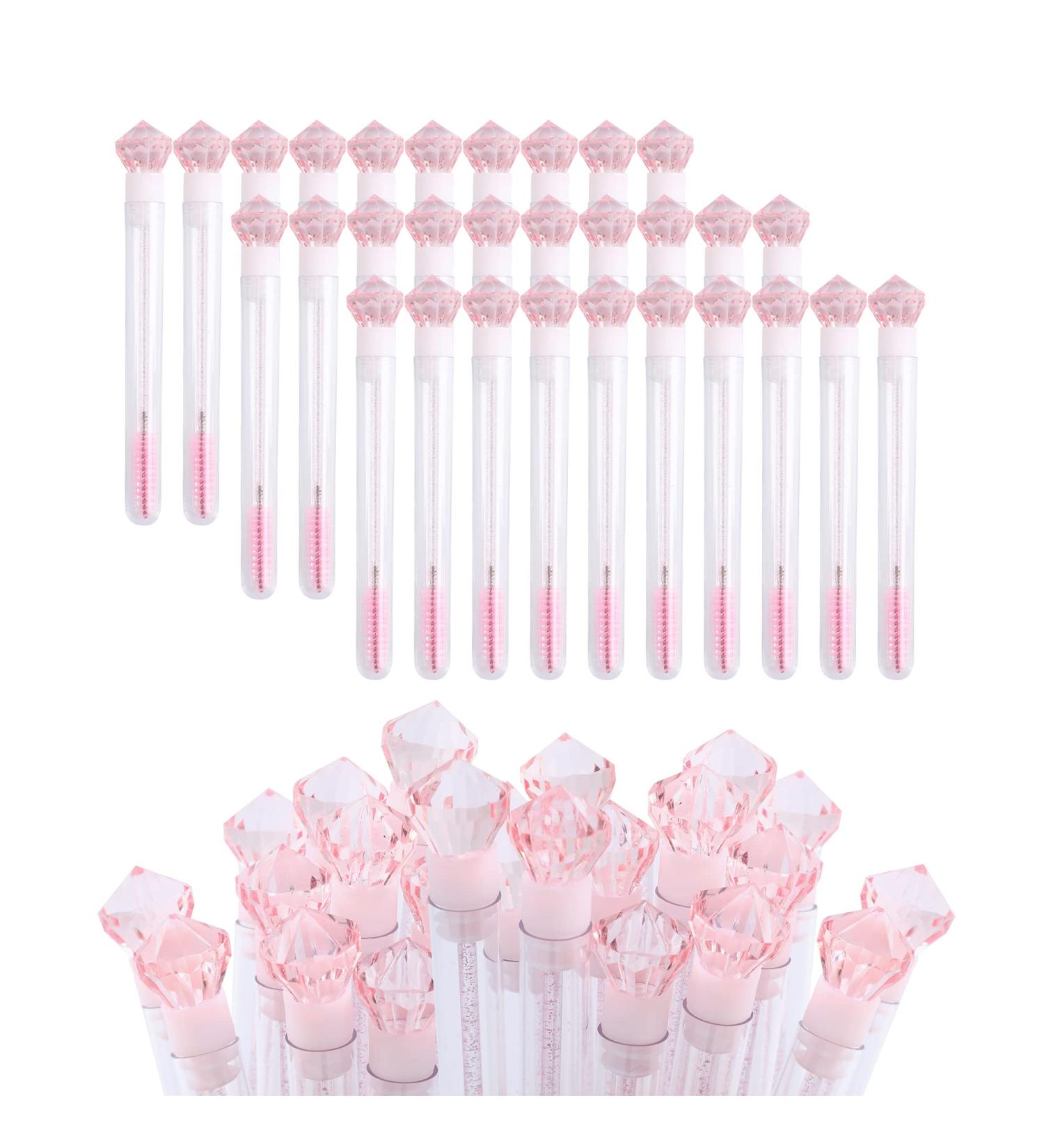 Pink Diamond Disposable Mascara Brushes - 60 Pcs | Makeup Brush Mascara Wand in Sanitary Tube | Lash Supplies - Buy Online on SooperMarket.com