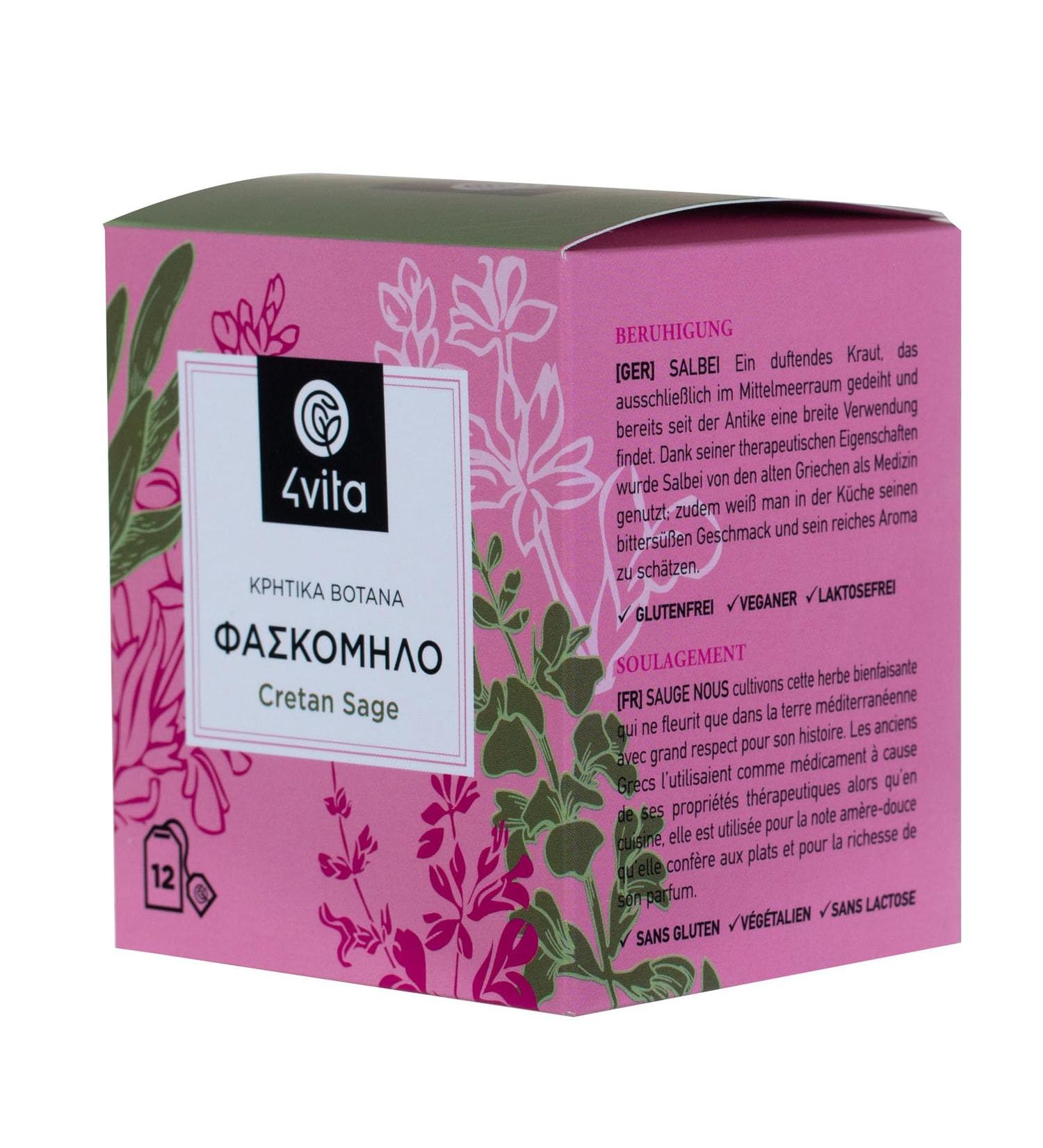 Greek Herbal Tea Sage by 4Vita (12 sachets) - Buy Online on SooperMarket.com