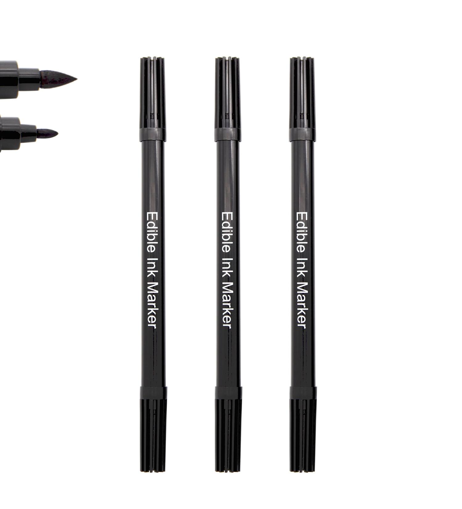 Food Coloring Pens 3PCS Black Edible Marker Gourmet Writers for Fondant Cakes & Cookies - Dual Tips Fine & Thick Tip - Buy Online on SooperMarket.com