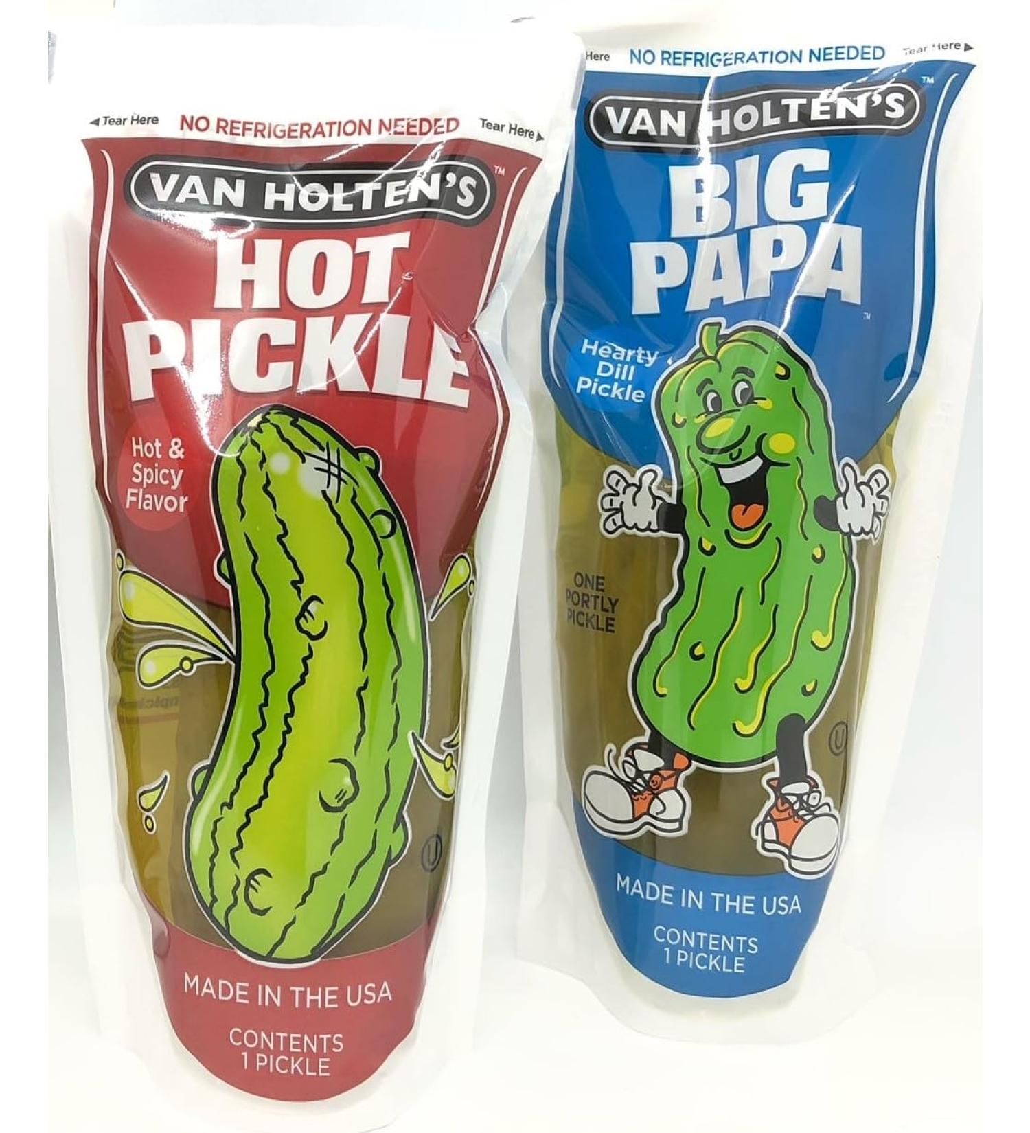 Van Holten's American Pickles (2 Pack) JUMBO HOT & BIG PAPA - Variety Pickle-In-A-Pouch Gift Hamper - Crunchy Sour & Flavorful Pickles - Authentic American Snack - Hearty Dill Pickle Hot & Spicy - Buy Online on SooperMarket.com
