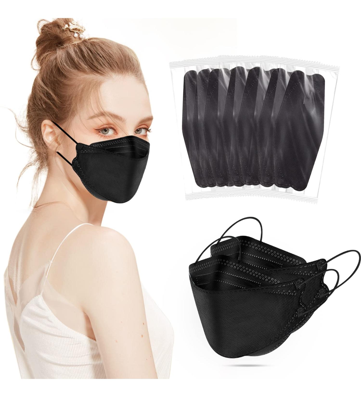 MC-A 55 Pack KF94 Black Face Masks - 4 Ply Disposable Individually Packaged Fish Mouth Type for Adults - Buy Online on SooperMarket.com