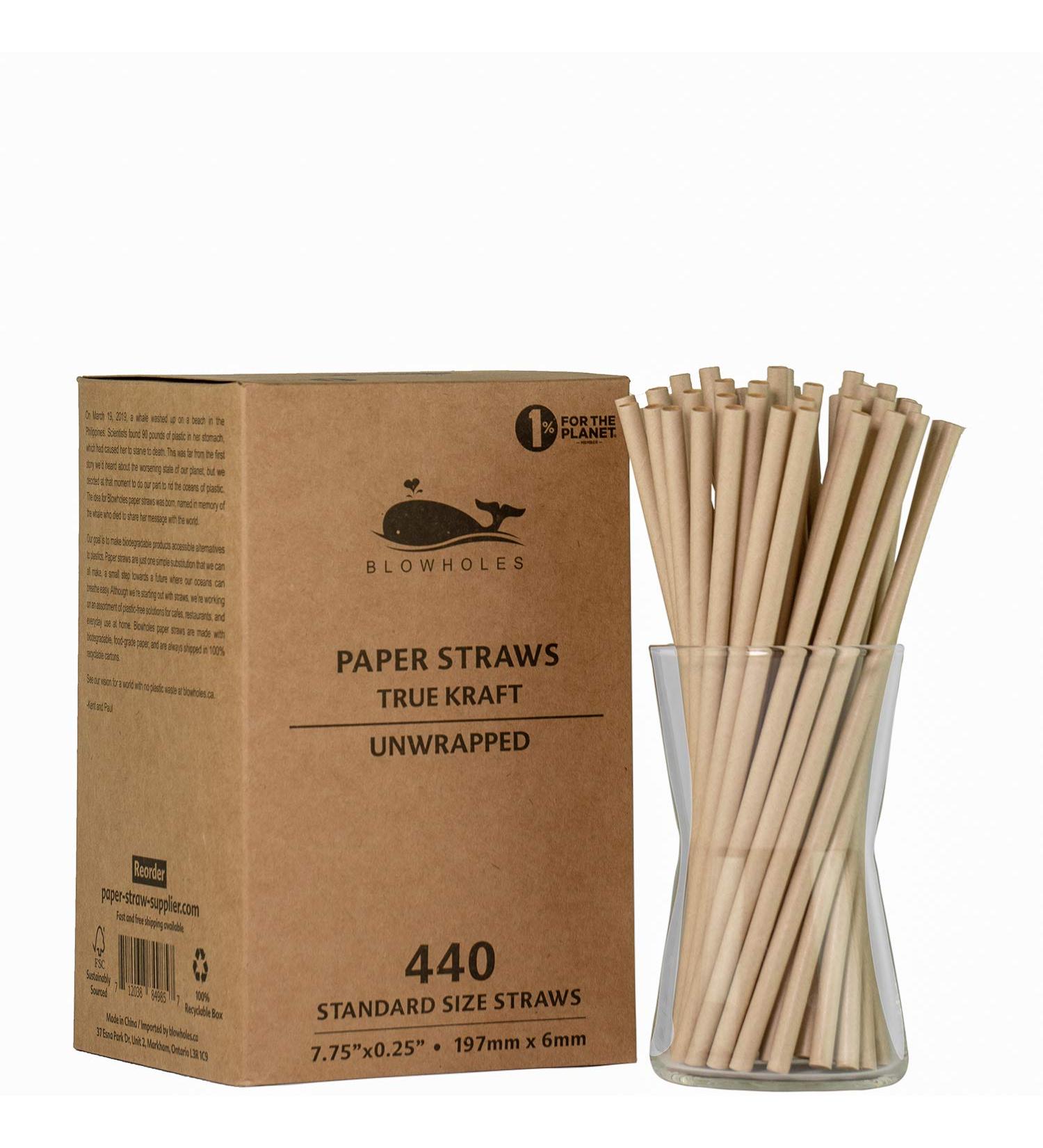 Blowholes Standard Size Eco-Friendly Compostable Long-lasting Paper Straws 440 Count - Kraft - Buy Online on SooperMarket.com