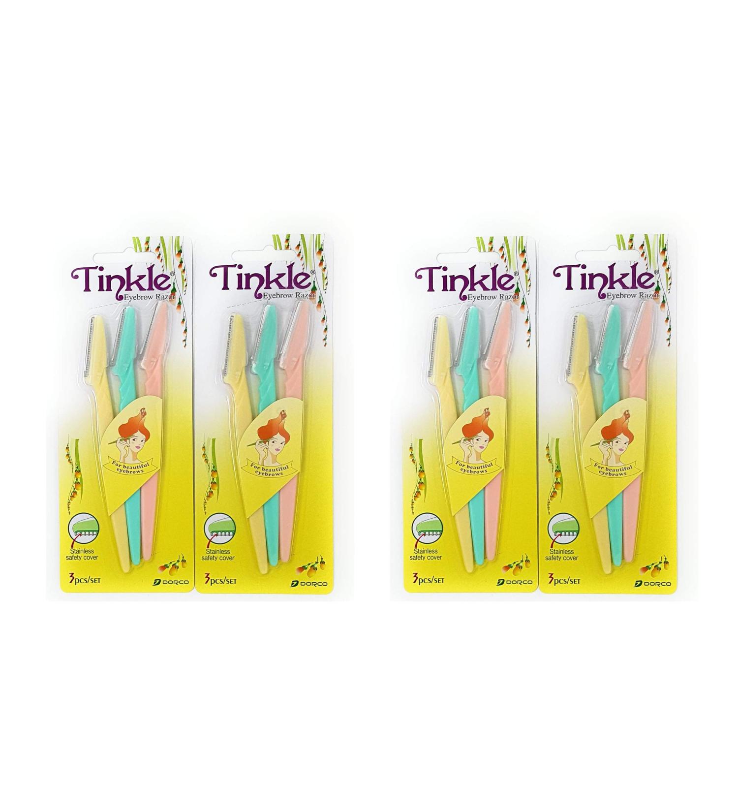 Tinkle Eyebrow Razor | Dermaplaning Razor Tool | Total 12 Razors | Skincare Gifts | Skincare Party Favors 3 Count (Pack of 4)