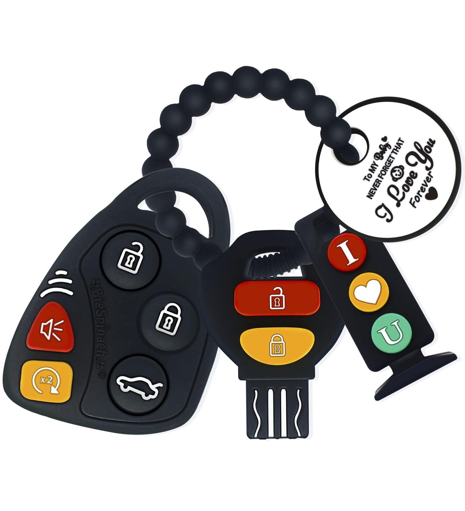BIGSPINACH Baby Teething Keys Toys Set - Gothic Car Key Baby Teether Combo for 6 to 12 Months Toddler (Black) - Buy Online on SooperMarket.com