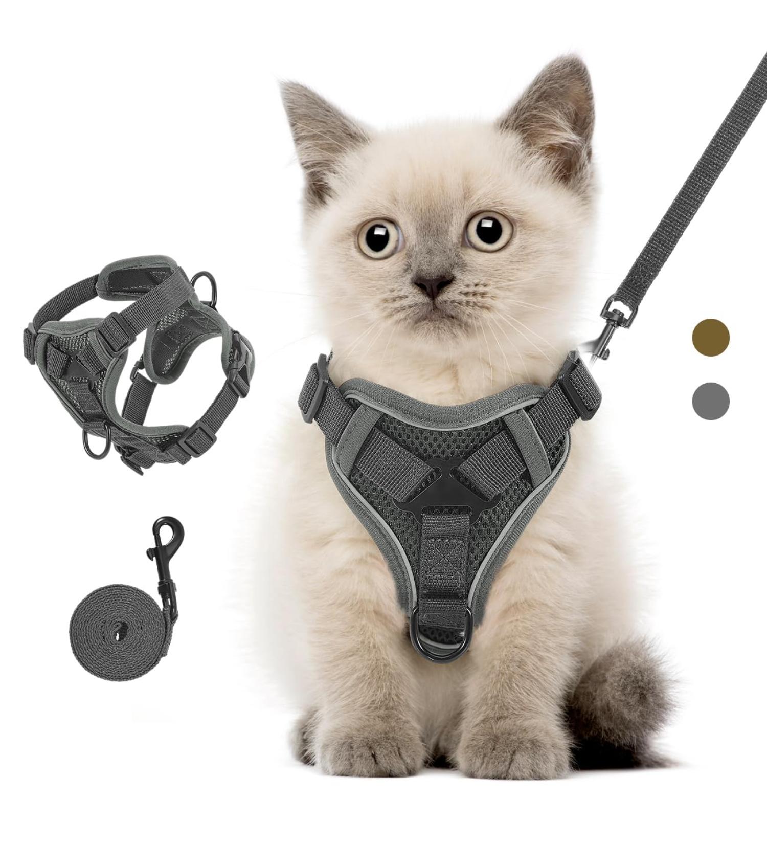 VavoPaw Cat Harness and Leash Set for Walking Adjustable Kitten Vest Harness with Reflective Strip Breathable Mesh Escape Proof Soft Pet Safety Vest for Cats Kittens Puppies S Grey Small Gray - Buy Online on SooperMarket.com