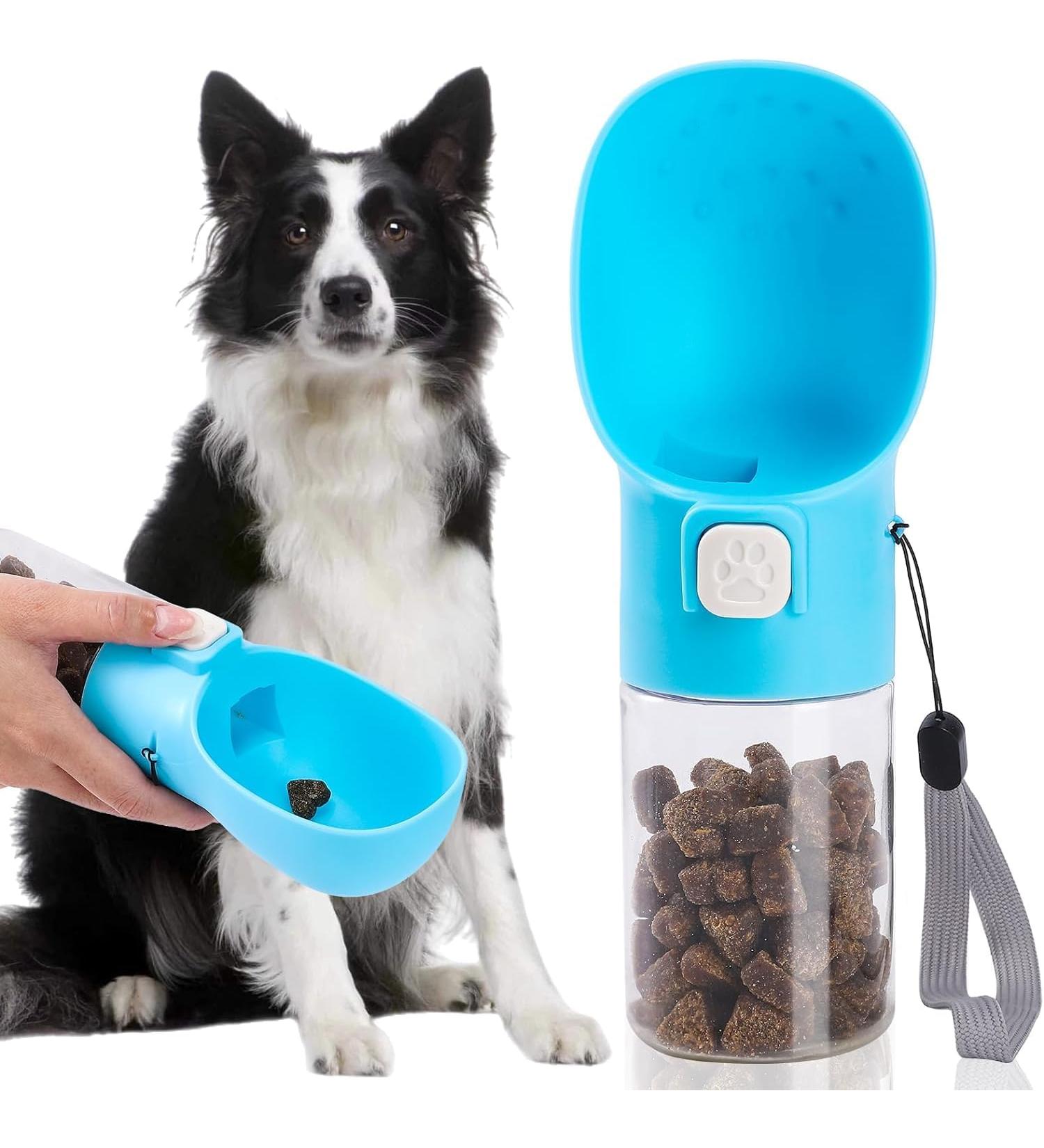 Colorday Handheld Dog Feeder Treat Dispenser with Clicker & Pouch - Blue (6.7 OZ) | For Training Walking Hiking Travel - Buy Online on SooperMarket.com
