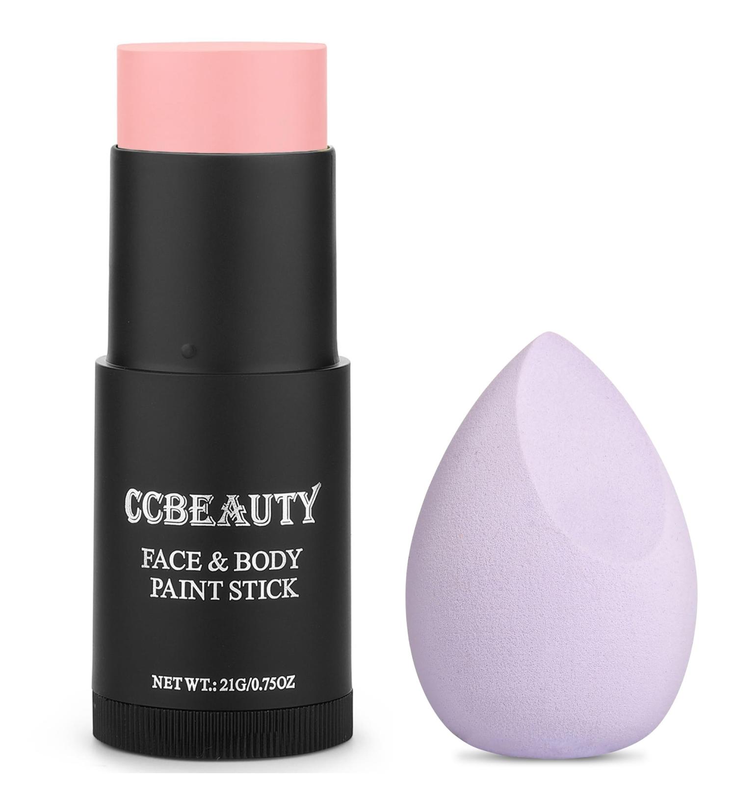 CCbeauty Baby Pink Face Paint Stick | Non-Toxic SFX Makeup for Halloween Cosplay & Costumes | Professional Body Painting Kit with Sponge - Buy Online on SooperMarket.com