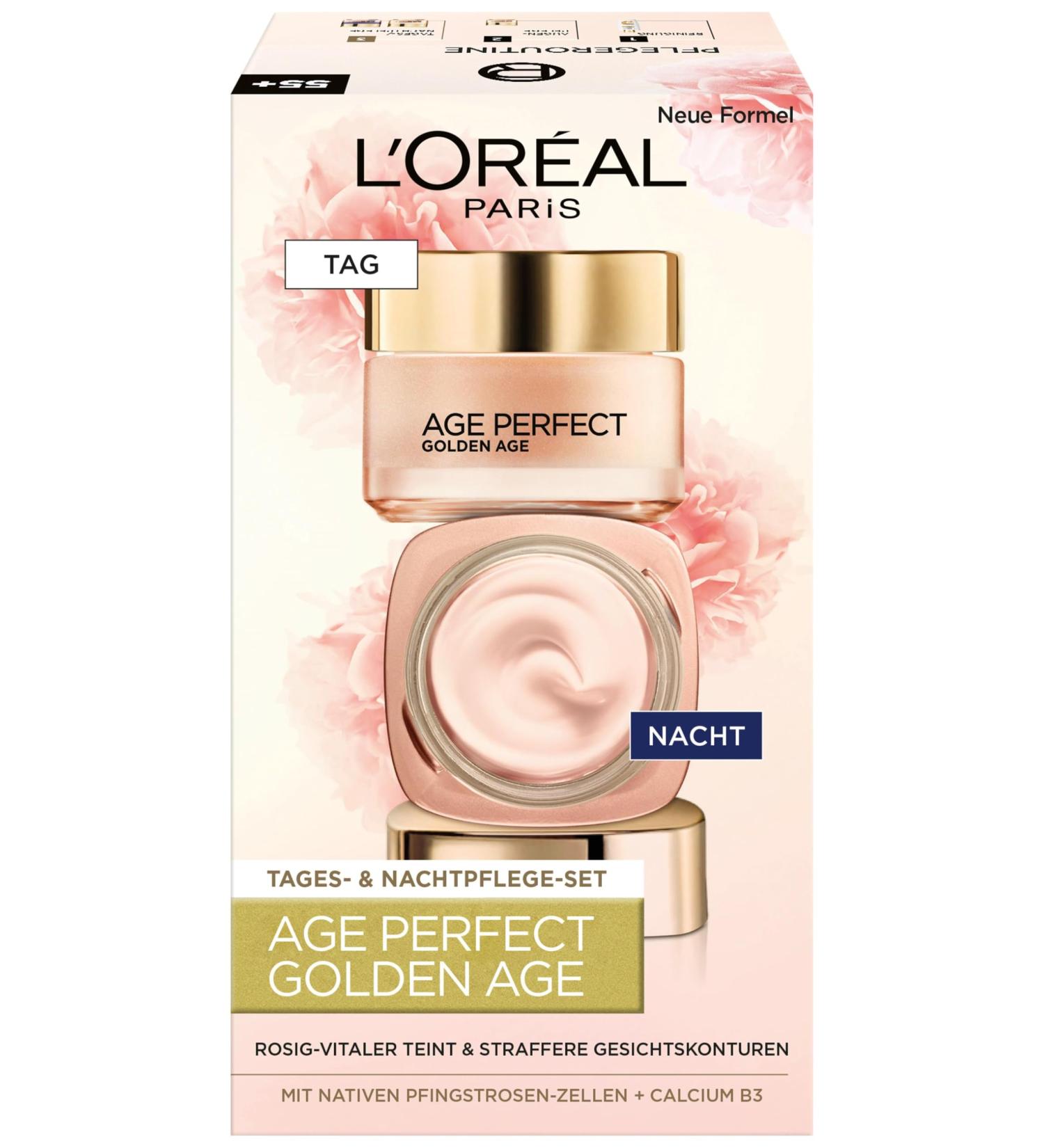 L'Or al Paris Age Perfect Golden Age Facial Care Set - Anti-Aging Day & Night Creams with Peony Extract for Radiant Skin - 100ml - Buy Online on SooperMarket.com