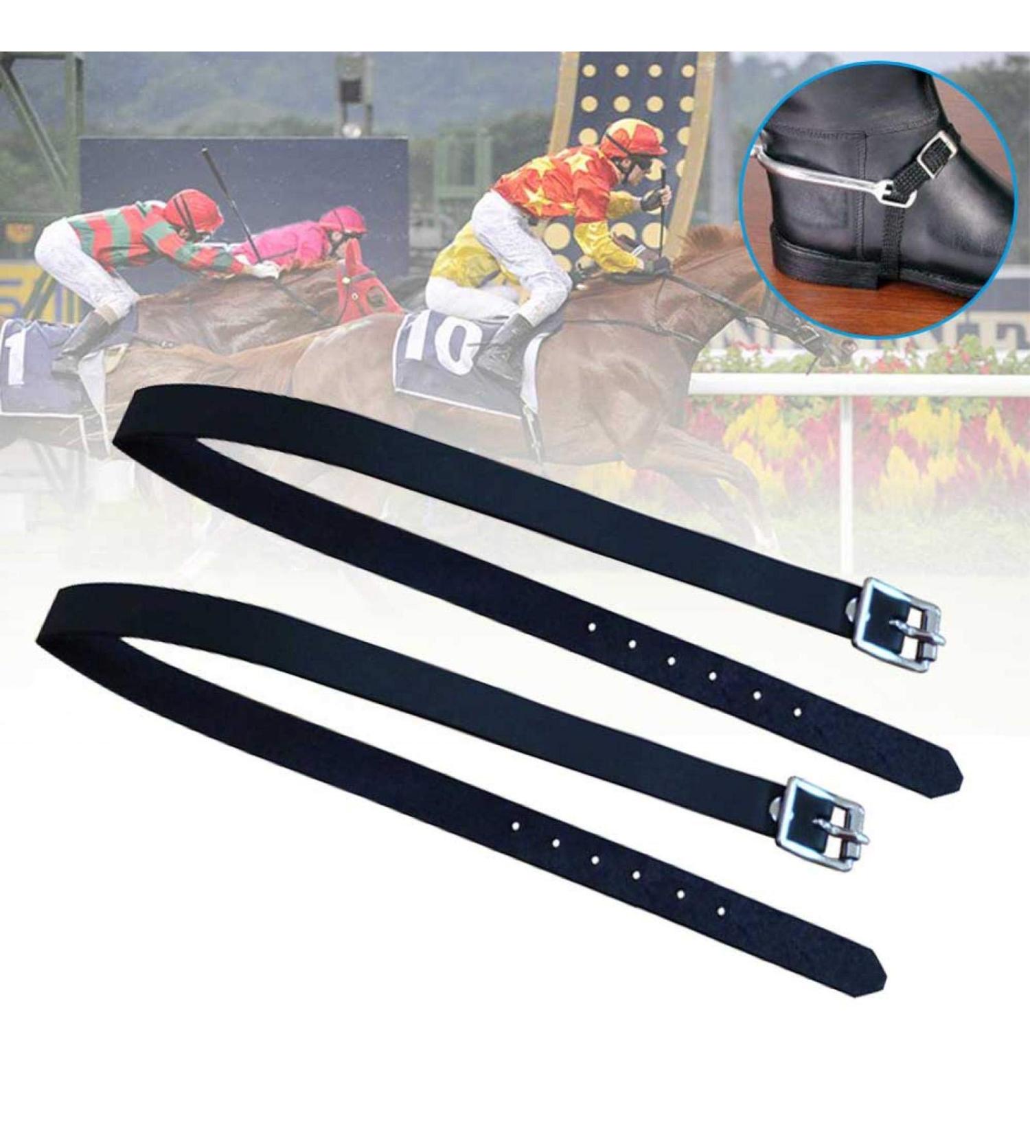 DASNTERED Spur Strap 2 Pcs PU Leather Horse Riding Straps with Adjustable Buckle Riding Sports Accessories black - Buy Online on SooperMarket.com
