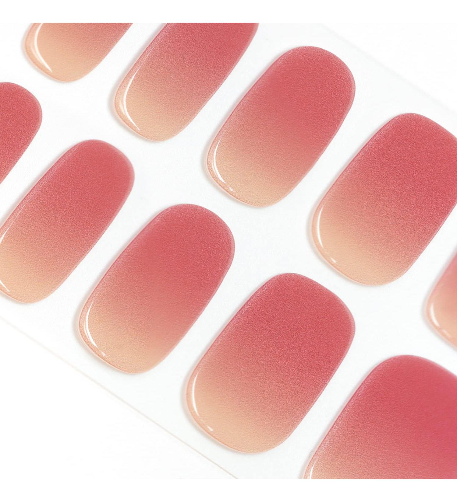 Danni & Toni 28 Self-Adhesive Gel Nail Stickers in Lost Horizon - Salon-Quality Manicure Set with Gradient Light Red Tips - Buy Online on SooperMarket.com
