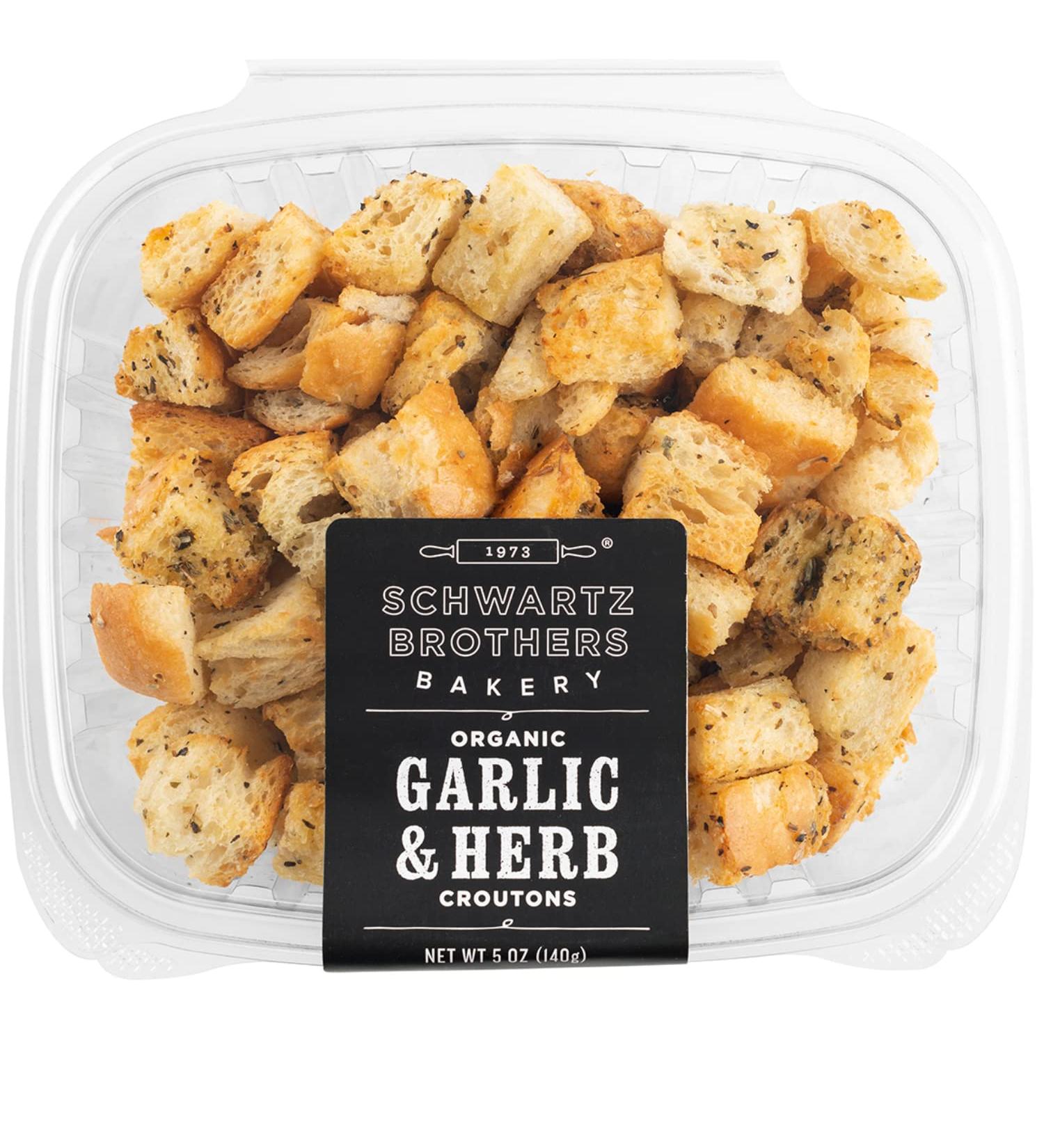 Schwartz Brothers Bakery Garlic & Herb Organic Croutons - 5oz Container (Pack of 2) - Buy Online on SooperMarket.com