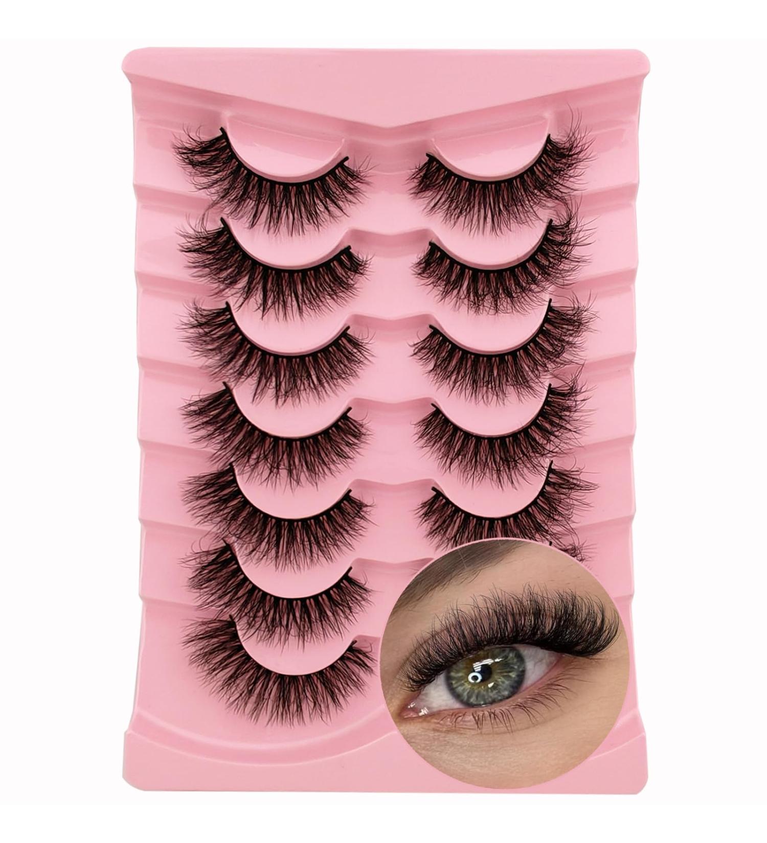 7 Pairs of 3D False Eyelashes Cat Eye Fluffy Volume Curly Cat-Eye Artificial Eyelashes Natural Look Reusable Handmade Faux Mink Makeup Eyelashes (7P-HR-Z03) - Buy Online on SooperMarket.com