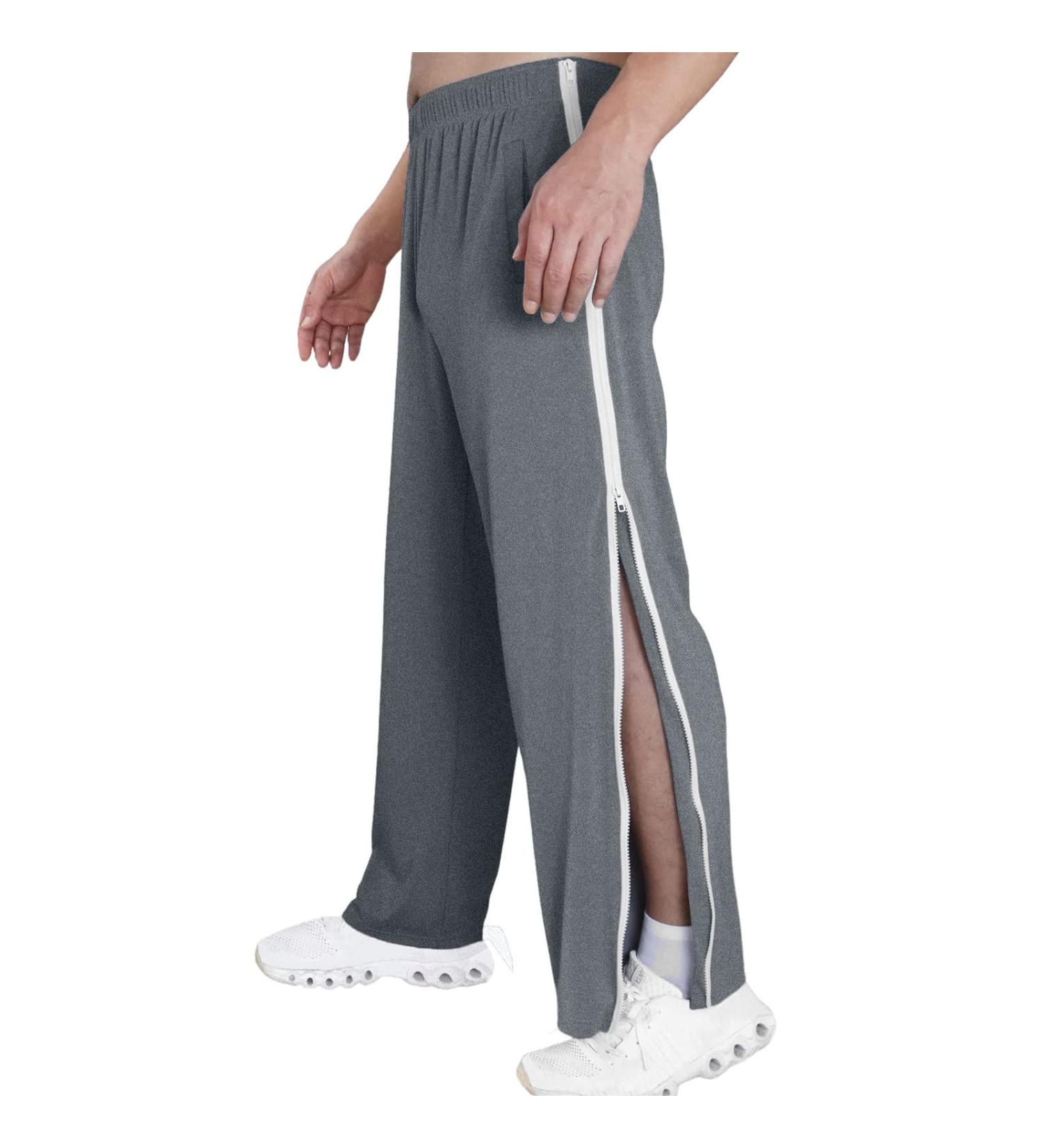 Buy Rumaozia Men's Rehab Pants - Sideways Jogging Pants Long Wide Leg Zippered Casual Sportswear in Dark Gray (3XL) - International Shipping Available - Buy Online on SooperMarket.com
