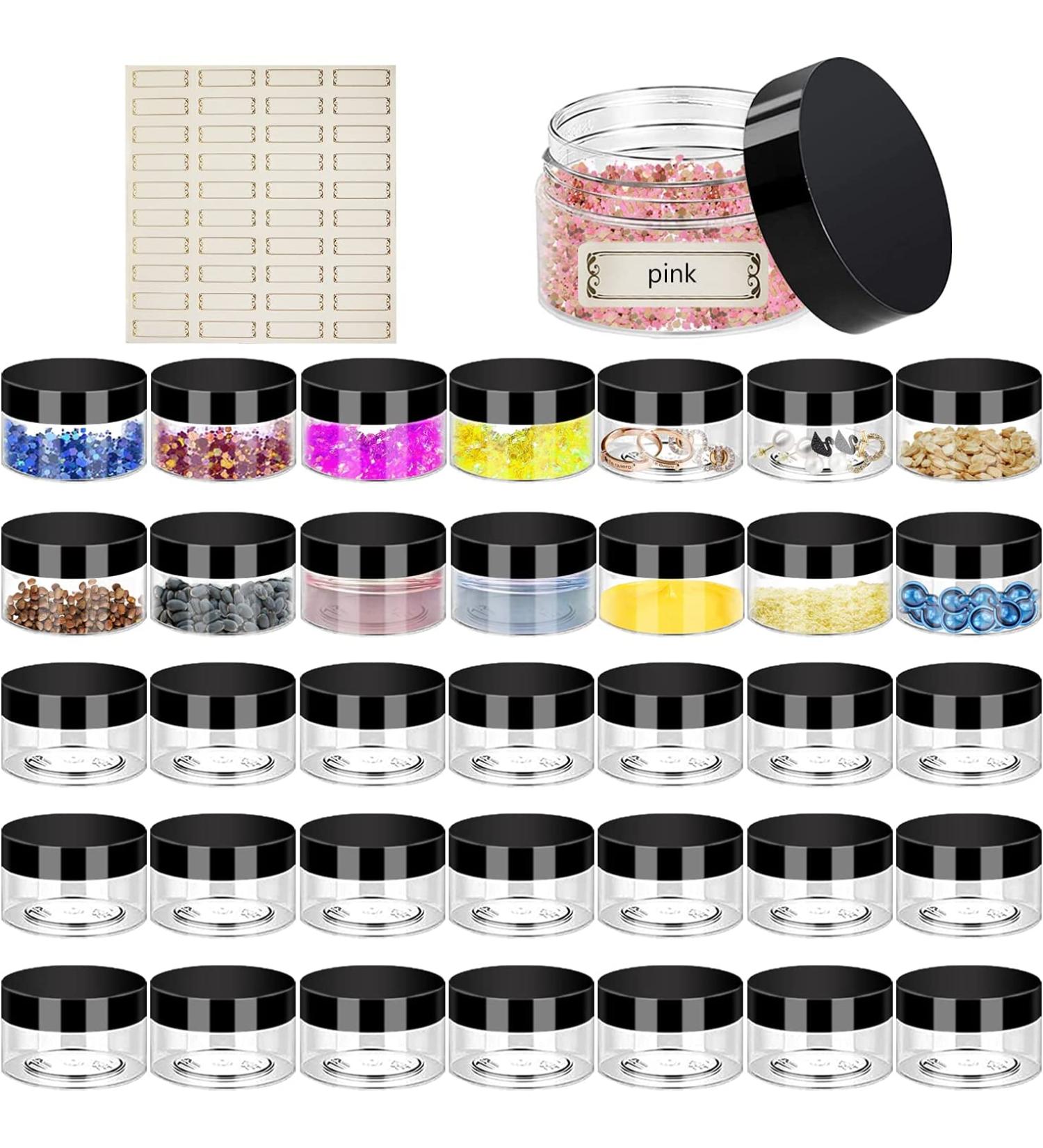 2oz Plastic Jars with Lids 36PCS - Clear Cosmetic Slime Containers for Travel - Leak Proof Sample Pots for Lotion, Cream, Acrylic Powder, Lip Scrubs - Buy Online on SooperMarket.com