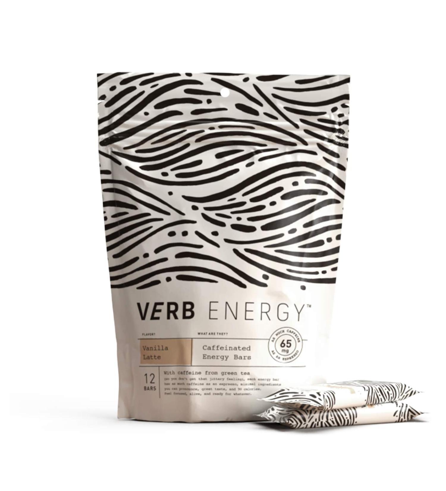 Verb Energy Bar, Vanilla Latte, Caffeinated, 90 Calories, 12 Count