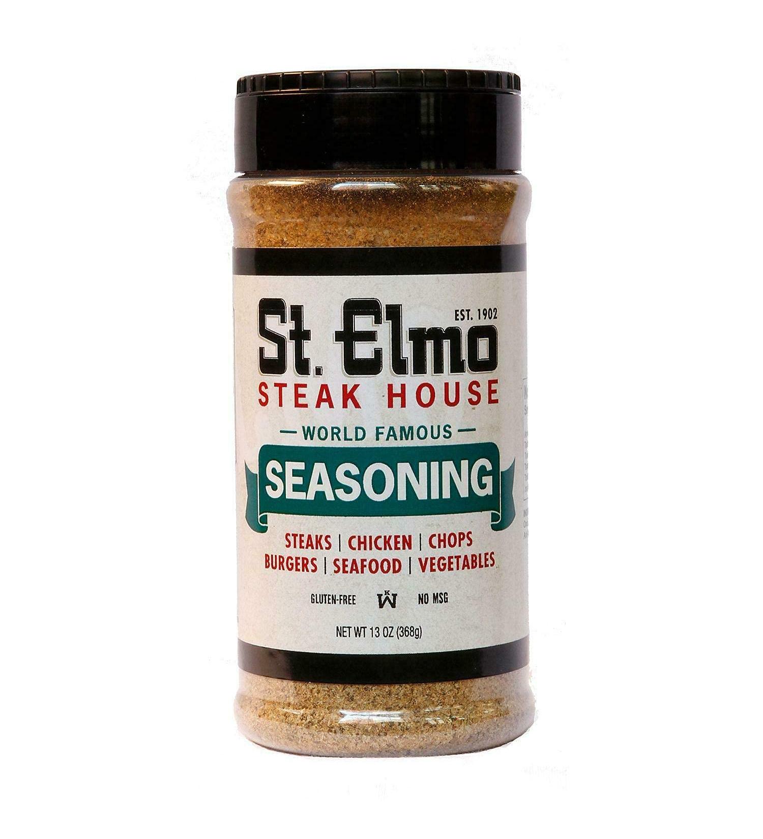 St. Elmo Seasoning 13 OZ - Flavorful Rub for Steaks, Burgers, Chicken, Seafood and More - Buy Online on SooperMarket.com