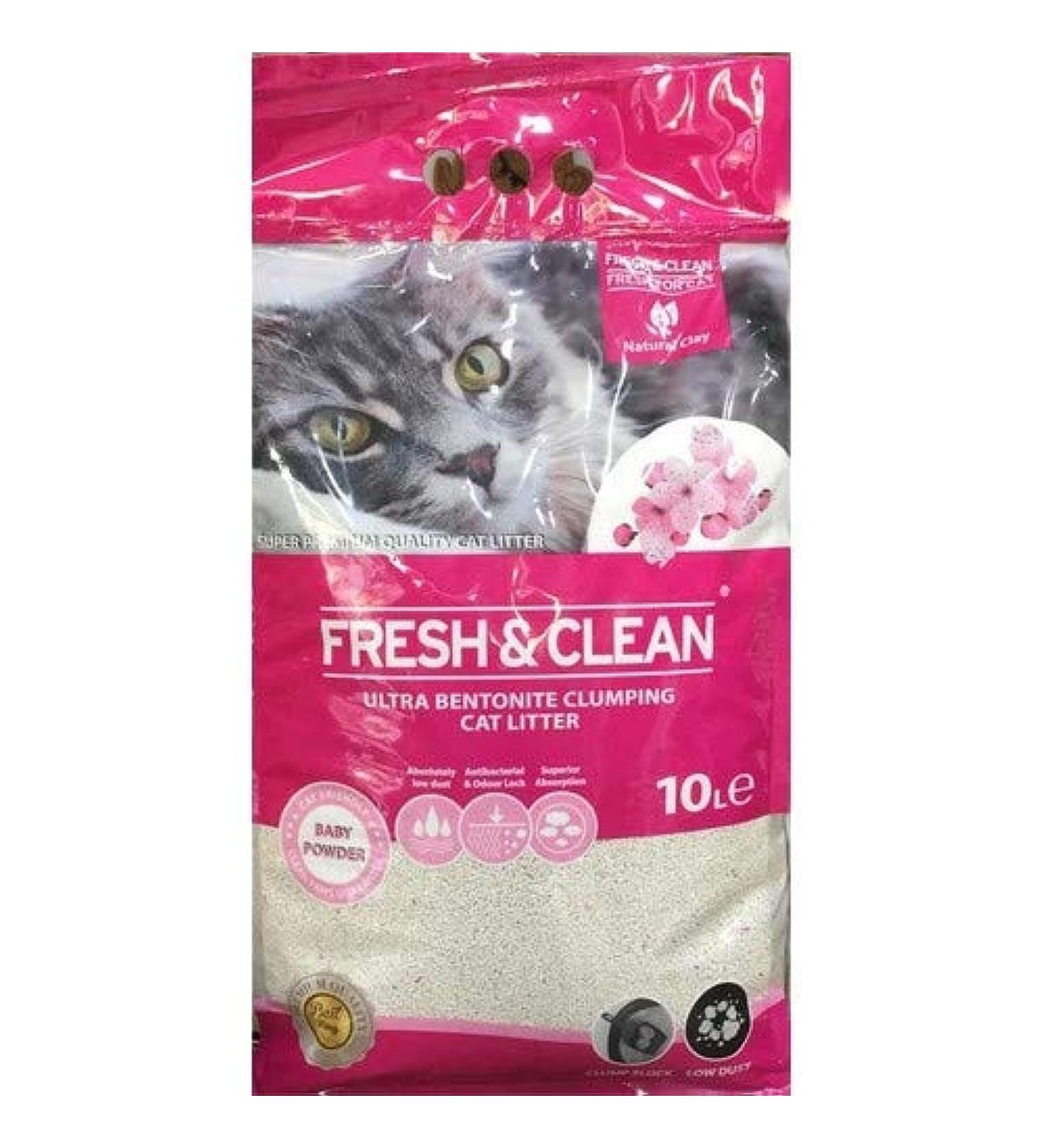 Fresh & Clean - Fresh & Clean Clumping Cat Litter - Baby Powder 10 Lt - 1 Pack(10lt) - Buy Online on SooperMarket.com
