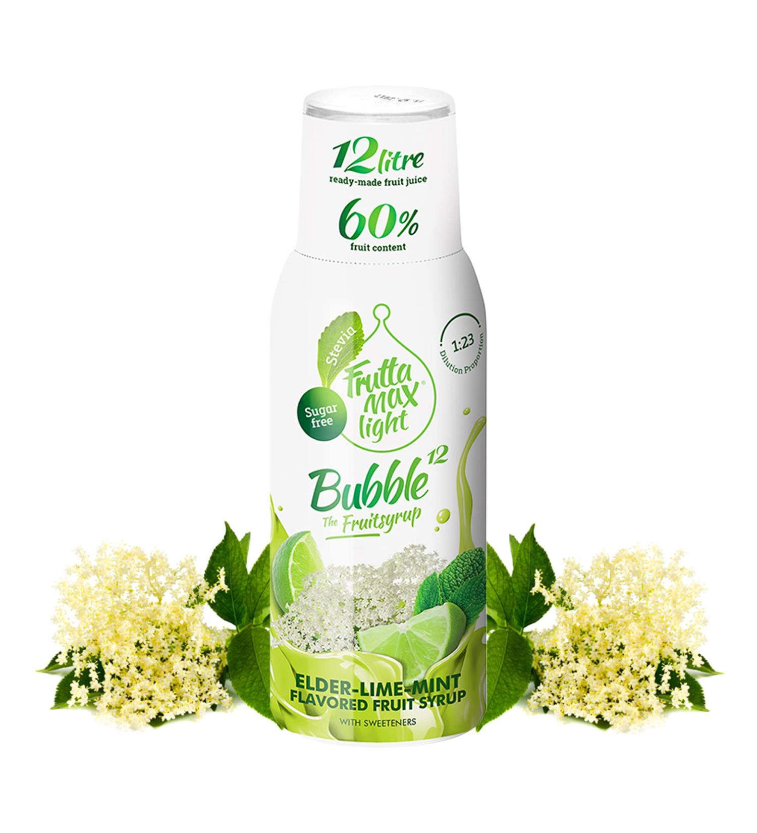 Light Holunder-Lime-Mint Fitness Syrup | Sugar-Free | 60% Fruit Content with Stevia | 500ml | Fruttamax Beverage Syrup for International Shipping - Buy Online on SooperMarket.com