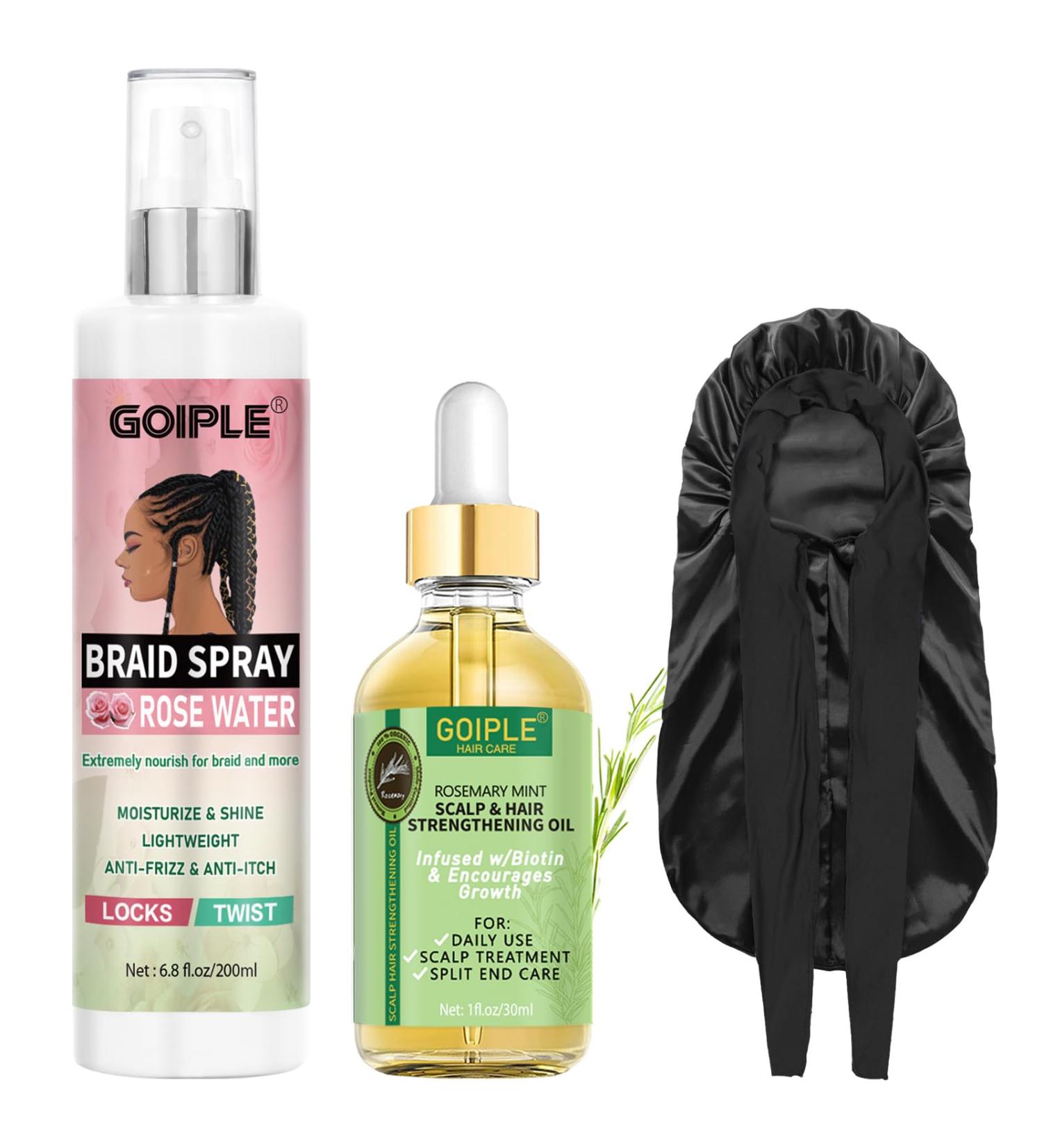 Braid Spray Rose Mint for Dreads Dreadlocks - Braids Locks Spray Rose Water Braiding Spray for Locs Dull Hair Shine & Lightweight - Loc Spray for Box Braids Rosemary Oil for Hair Growth Hair Bonnet 2.27 Fl Oz (Pack of 3) - Buy Online on SooperMarket.com