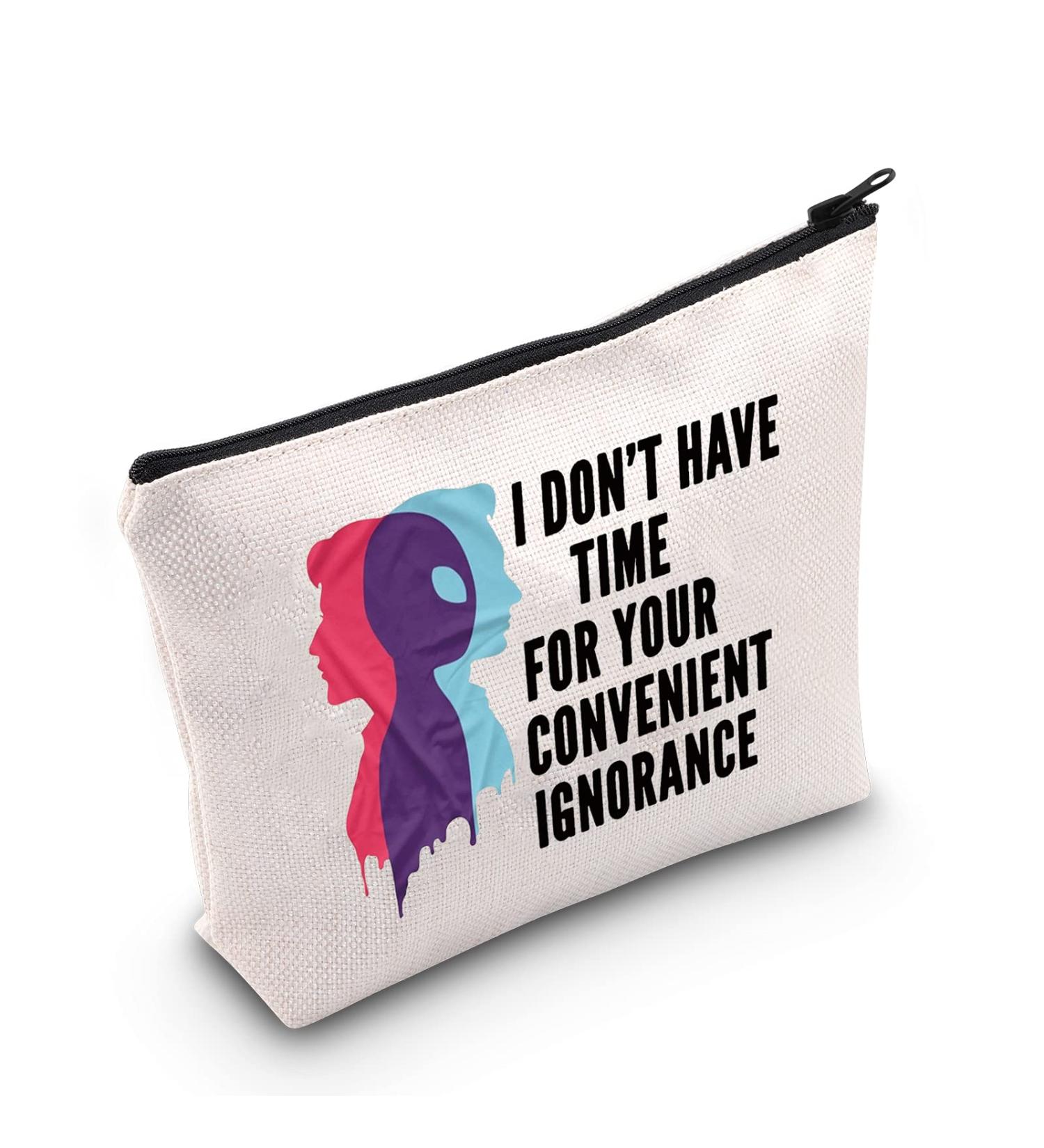 Levlo X-Files Alien Cosmetics Bag - UFO-Inspired Makeup Bag Gift | Perfect for Friends & Family | Unique 'I Don't Have Time for Your Convenient Ignorance' Design - Buy Online on SooperMarket.com