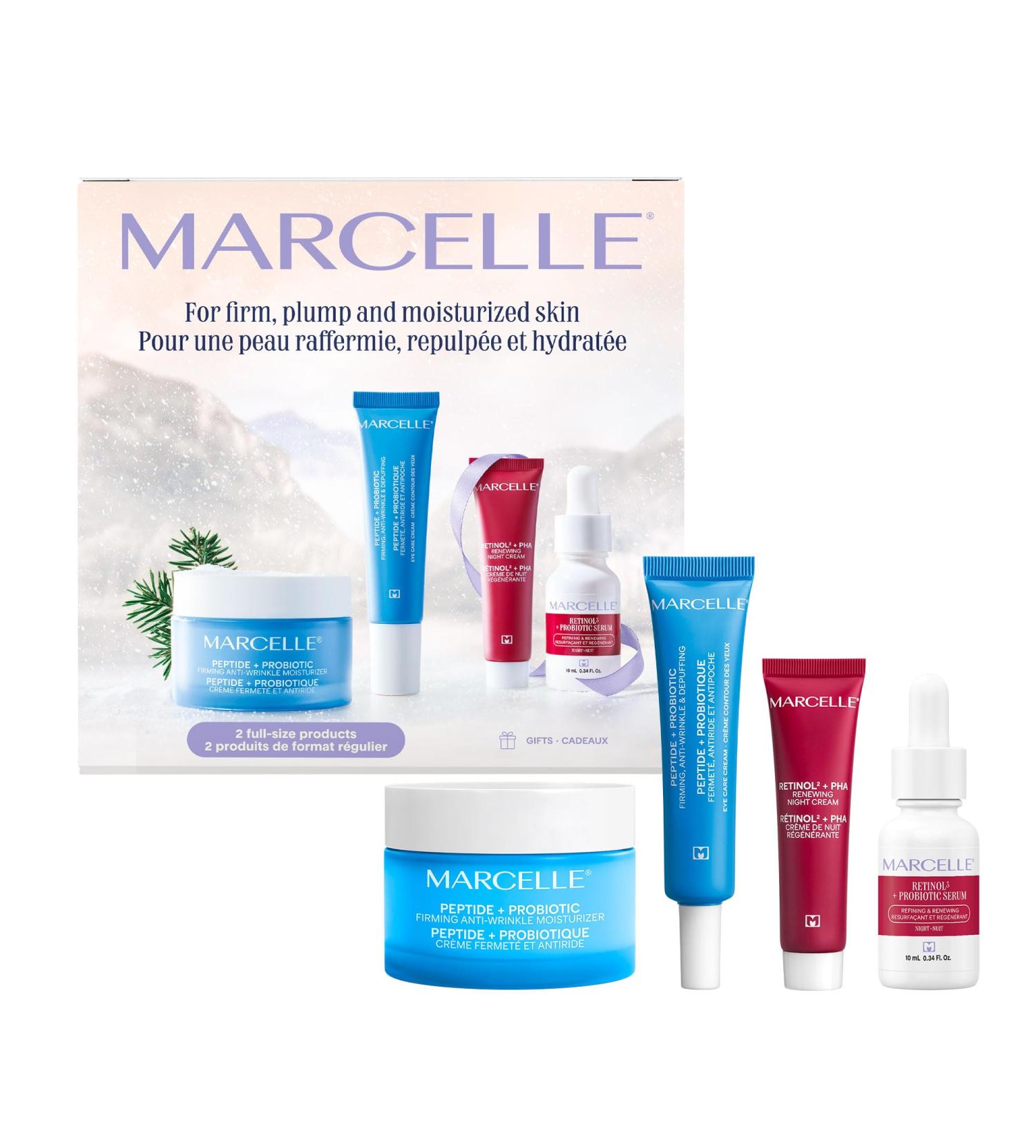 Marcelle Peptide + Probiotic Holiday Gift Set Anti-Wrinkle & Firming Skin Care Routine for All Skin Types Hypoallergenic Fragrance-Free Clean Vegan Cruelty-Free - Buy Online on SooperMarket.com