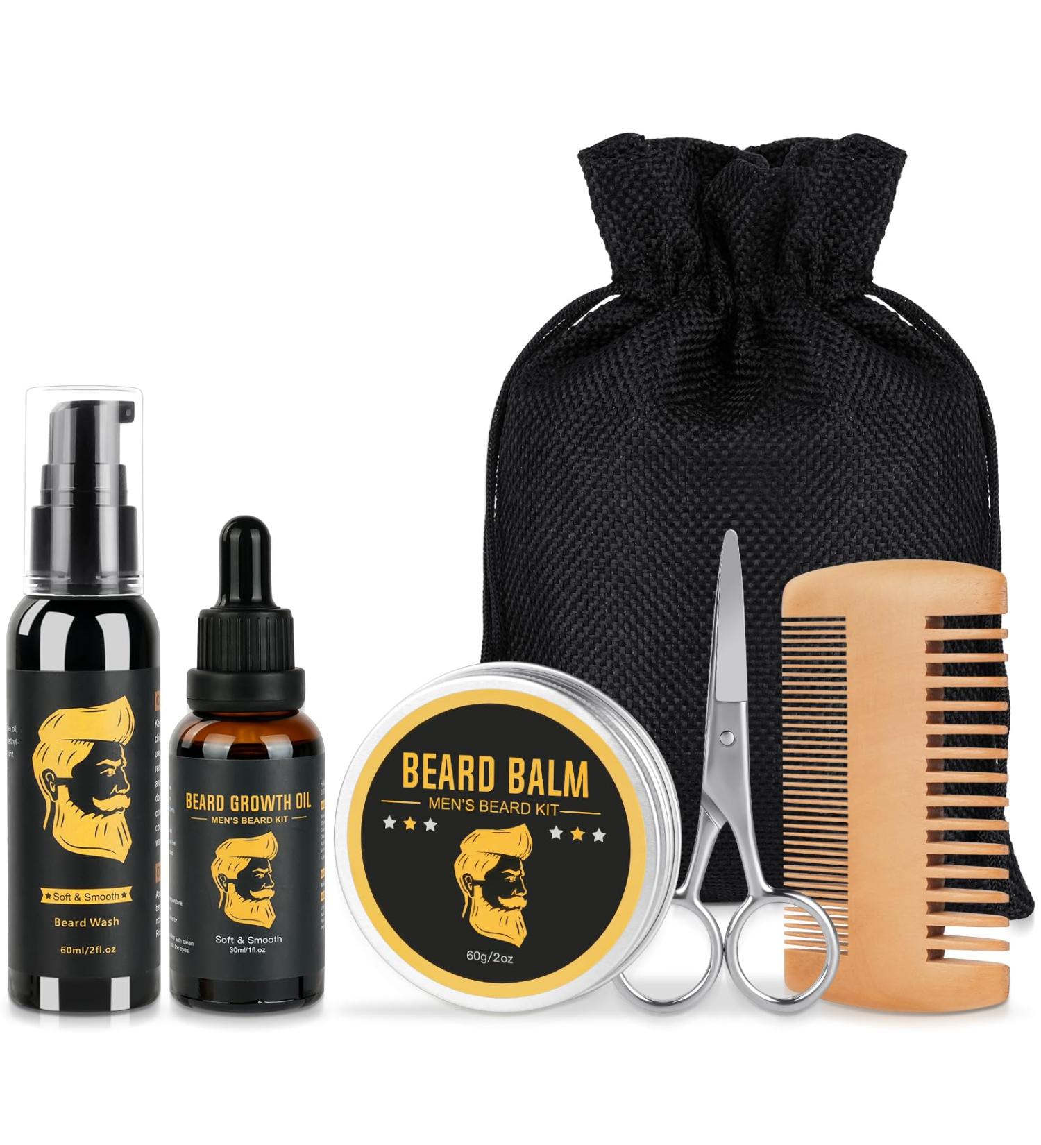 Shop Bartwachstumset: 6PC Beard Care Set - Oil Shampoo Balm & More for Optimal Beard Growth - Perfect Gift for Men & Women - Buy Online on SooperMarket.com