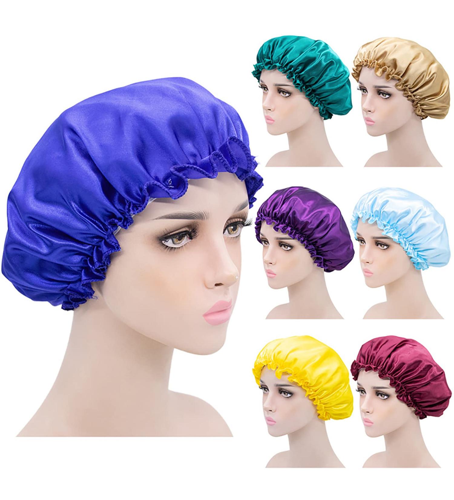 Satin Hair Cap for Women - Pack of 5 | Hair Protection & Sleep Cap for Home Use, Shower Cap, Chemotherapy Headscarf | Multi-purpose Hair Care Cap - Buy Online on SooperMarket.com