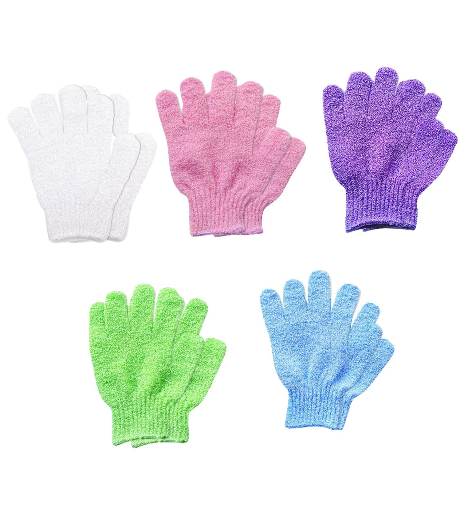 5 Pairs Exfoliating Peeling Gloves - Dual Texture Shower & Spa Hand Shoes | International Shipping Available - Buy Online on SooperMarket.com
