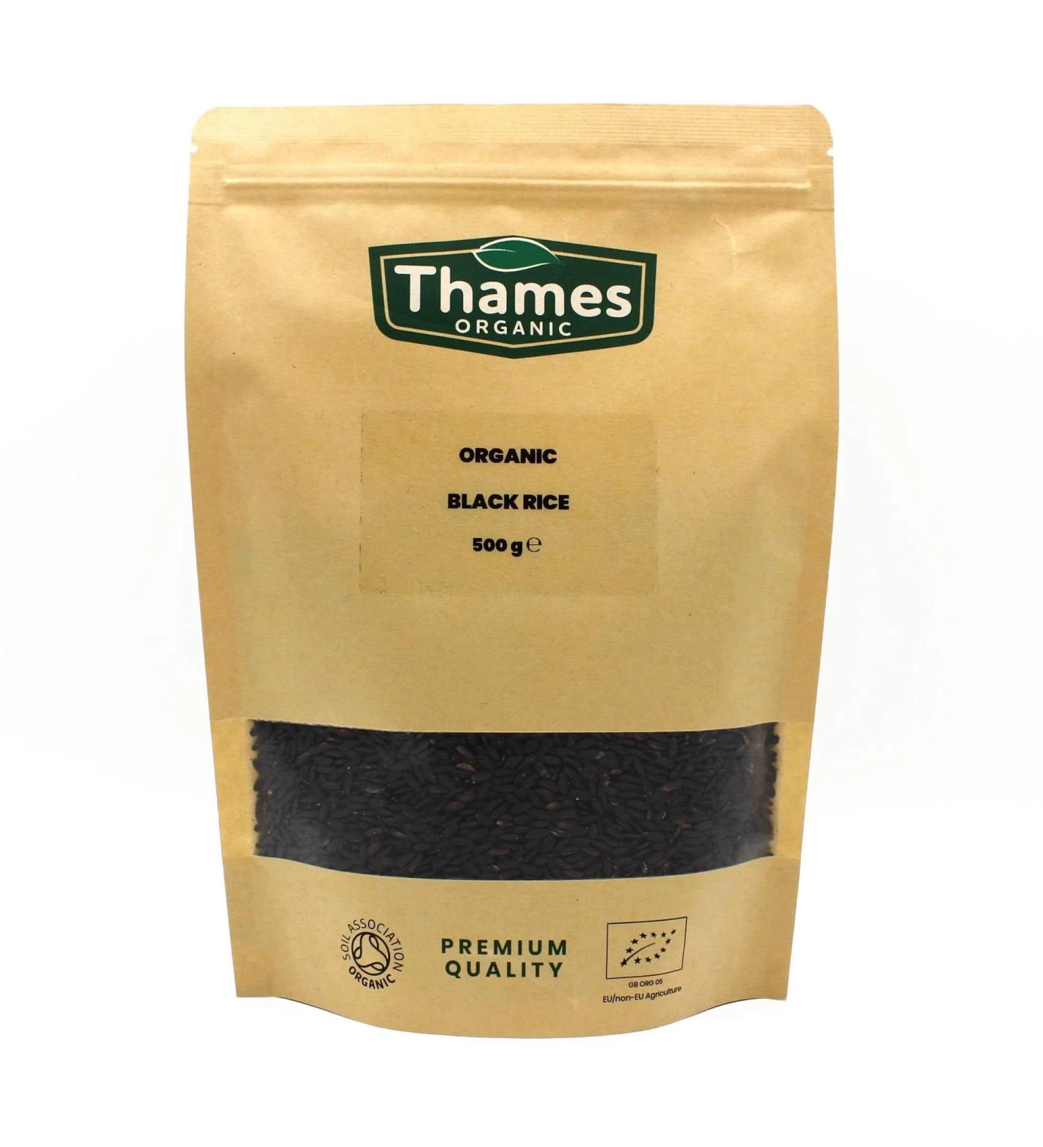 Thames Organic 500g Black Rice - Raw Vegan High Protein GMO-Free - Nutritious & Delicious - No Additives or Preservatives - Buy Online on SooperMarket.com