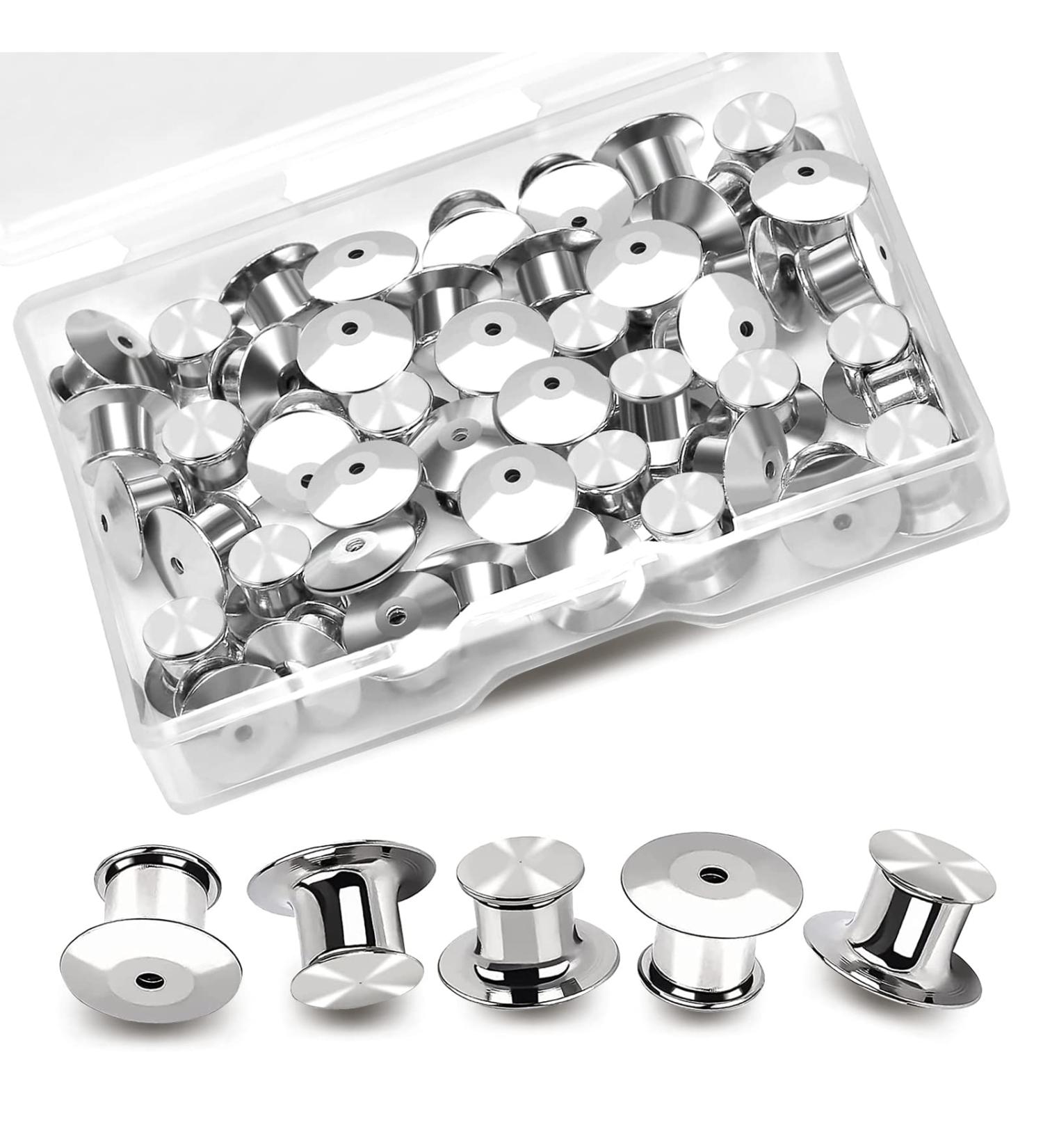 40PCS Locking Pin Backs - Flat Head Clasp for Brooches, Lapels, Badges, DIY Crafts - Buy Online on SooperMarket.com