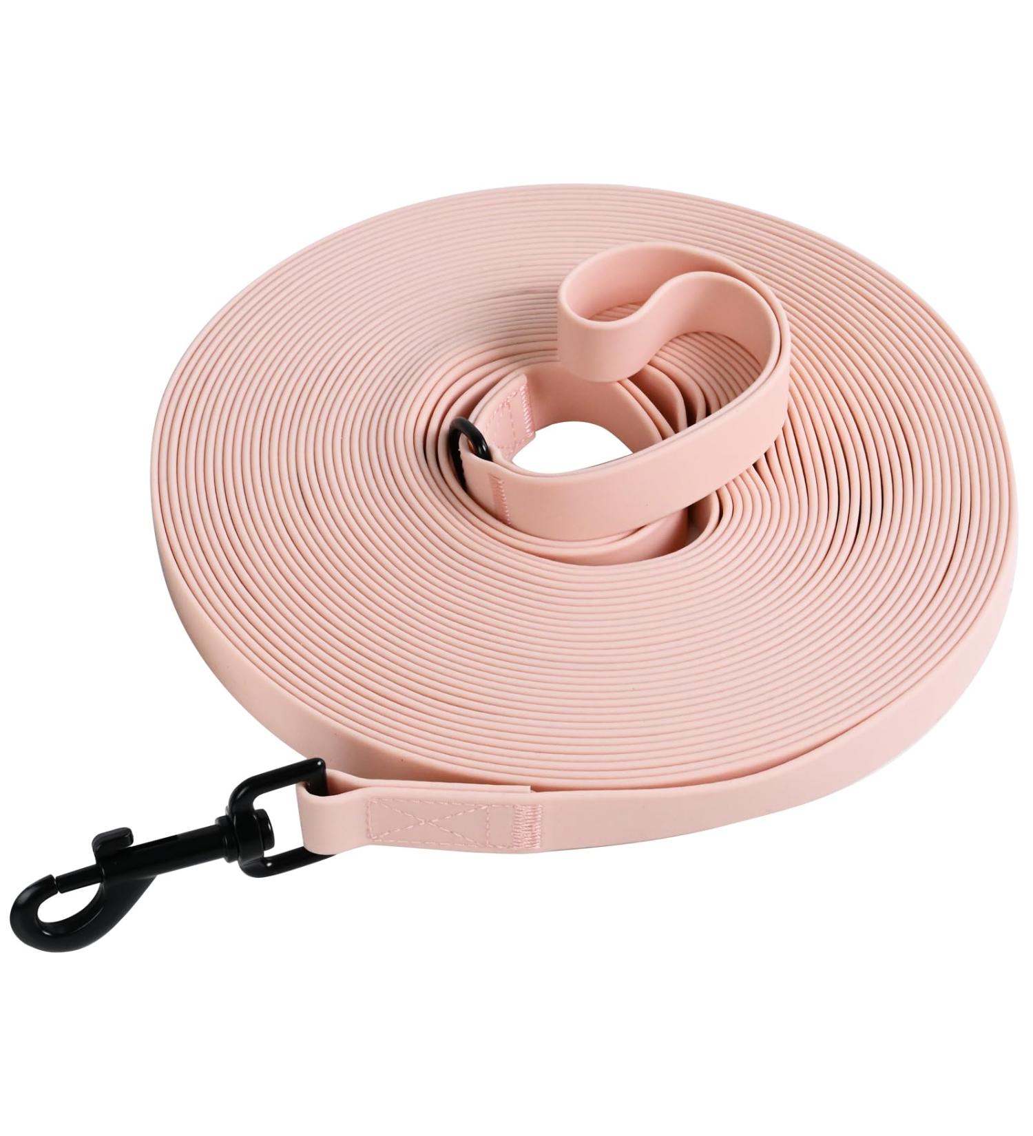 Pink 15m Tag Trag Leash for Dogs - Waterproof Drag Line with Handle & D-Ring | Perfect for Small & Medium Breeds - Easy to Clean Training Leash - Buy Online on SooperMarket.com