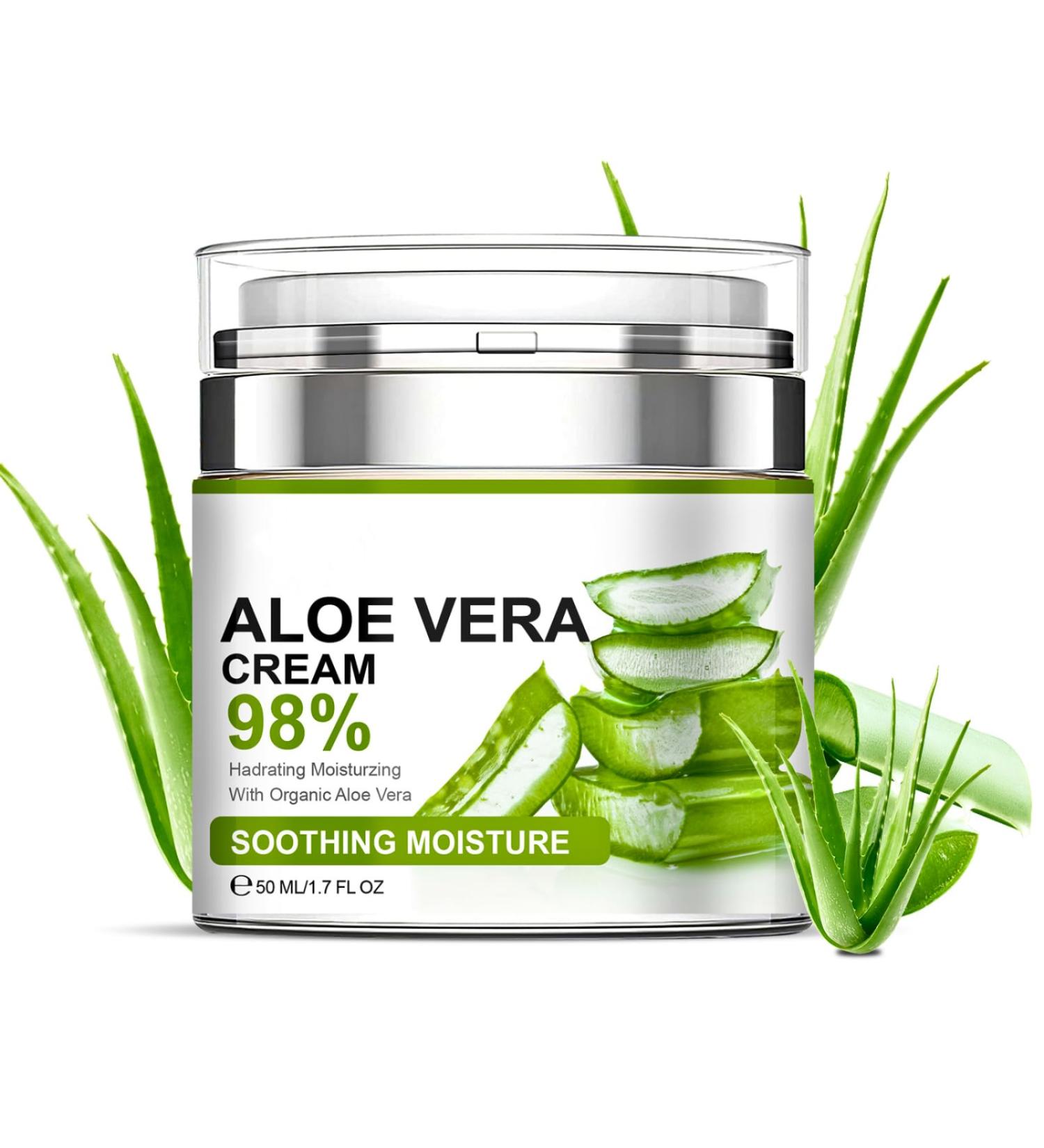 Aloe Vera Cream 98% Aloe Vera Face Cream Face & Body Moisturizing Cream with Organic Aloe Vera Gel Aloe Vera Face Moisturizer Nourishing Smoothing Moisturizing Lotion for Face & Body - Buy Online on SooperMarket.com